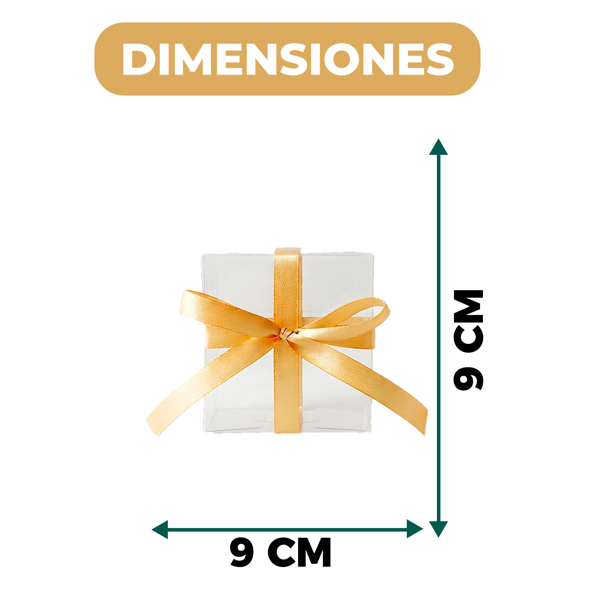 Cajas Regalo Plastico 50u + Lazo Cinta Souvenirs Dulces 9CM 2