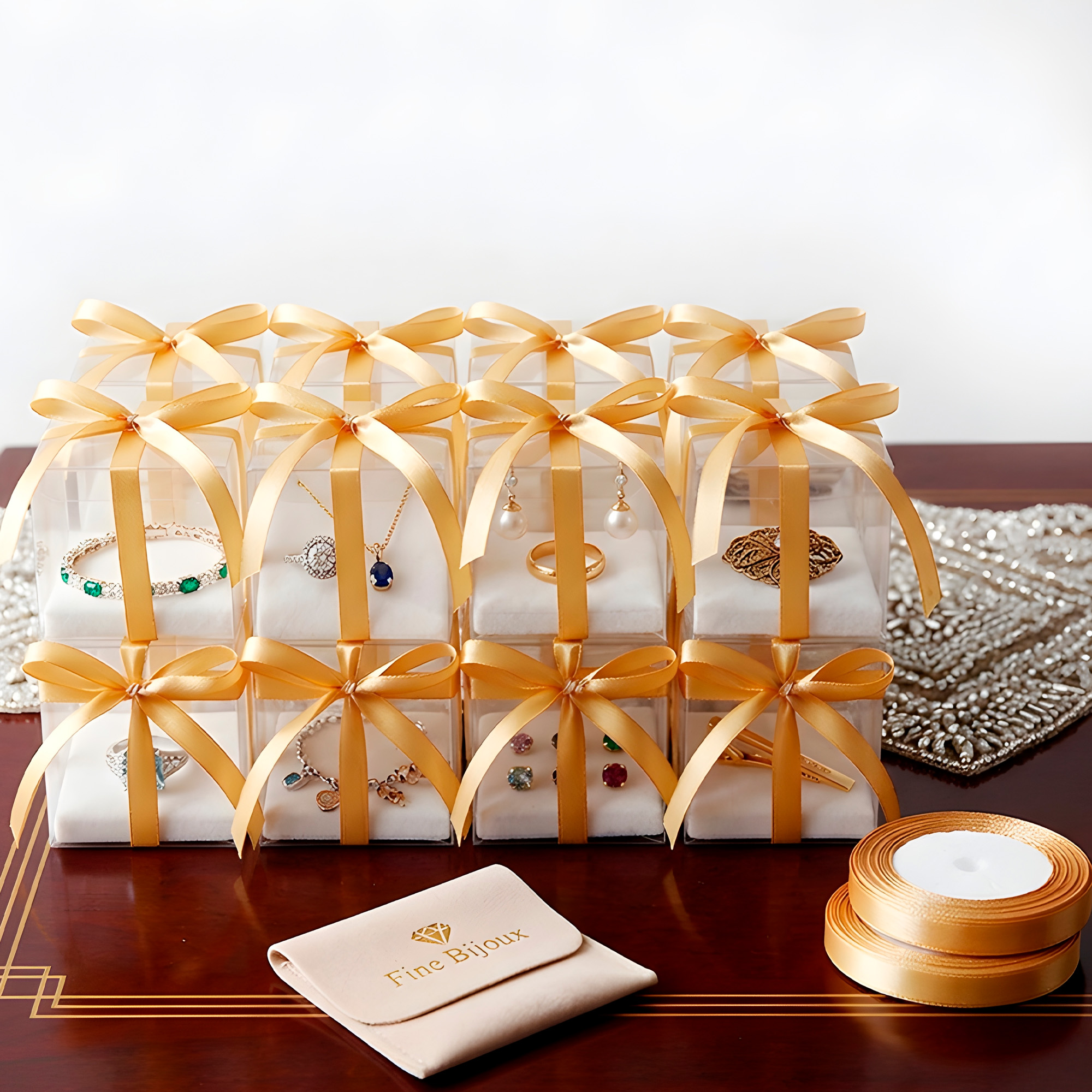 Cajas Regalo Plastico 50u + Lazo Cinta Souvenirs Dulces 9CM 10