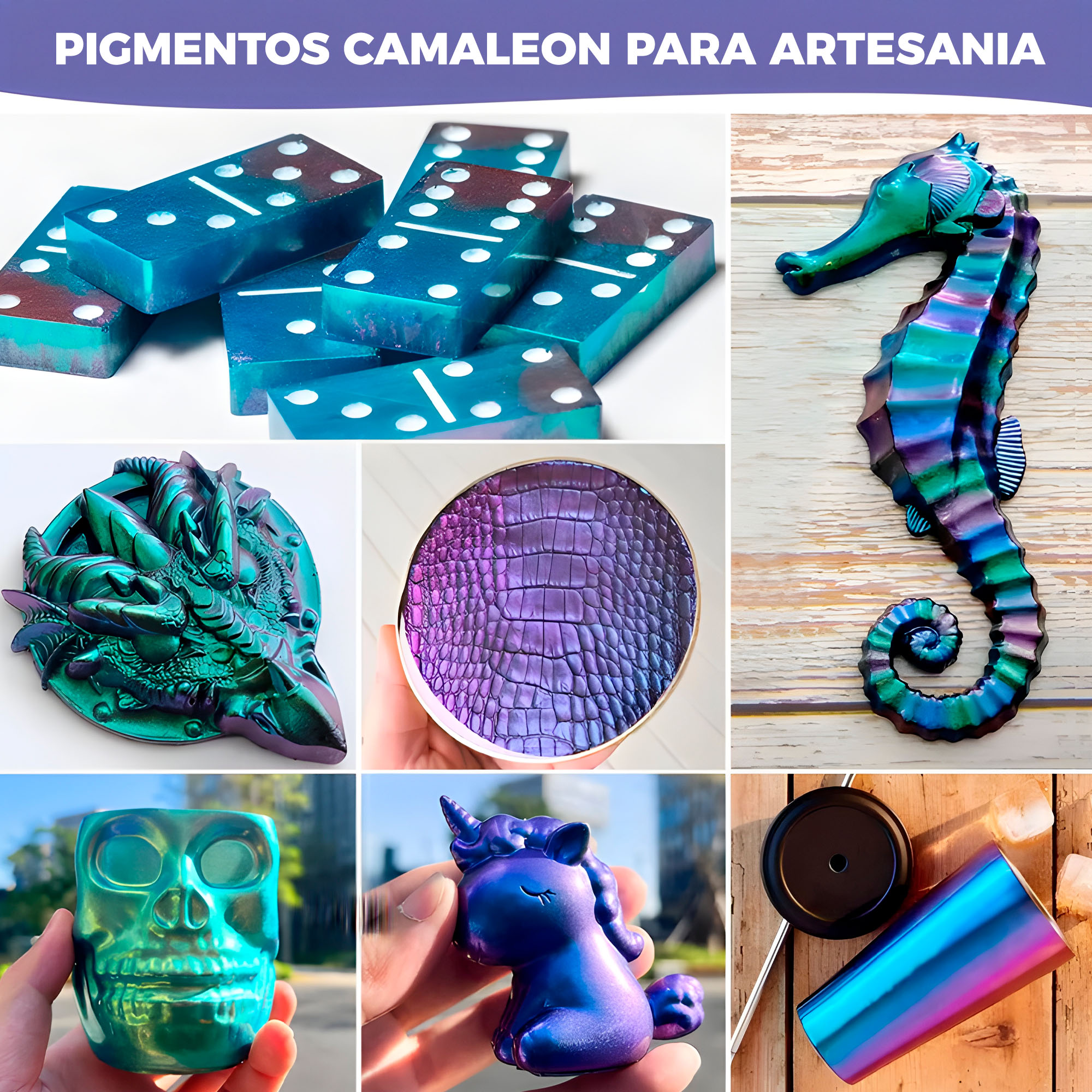 Pigmento En Polvo Para Resina Purpurina Camaleon 3g 8