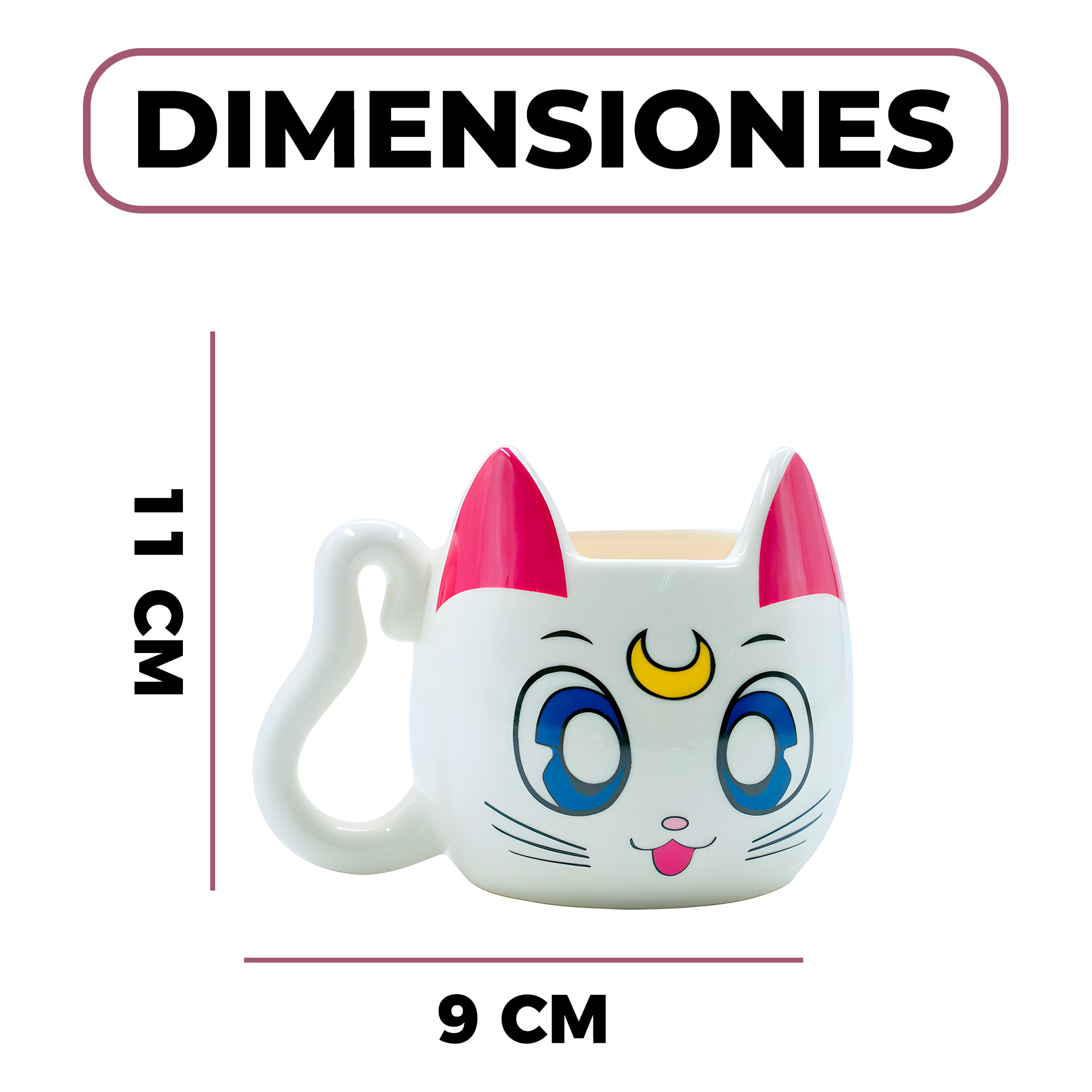 Taza Mug Ceramica Sailor Moon Artemis Gata Blanca 400 ml 2
