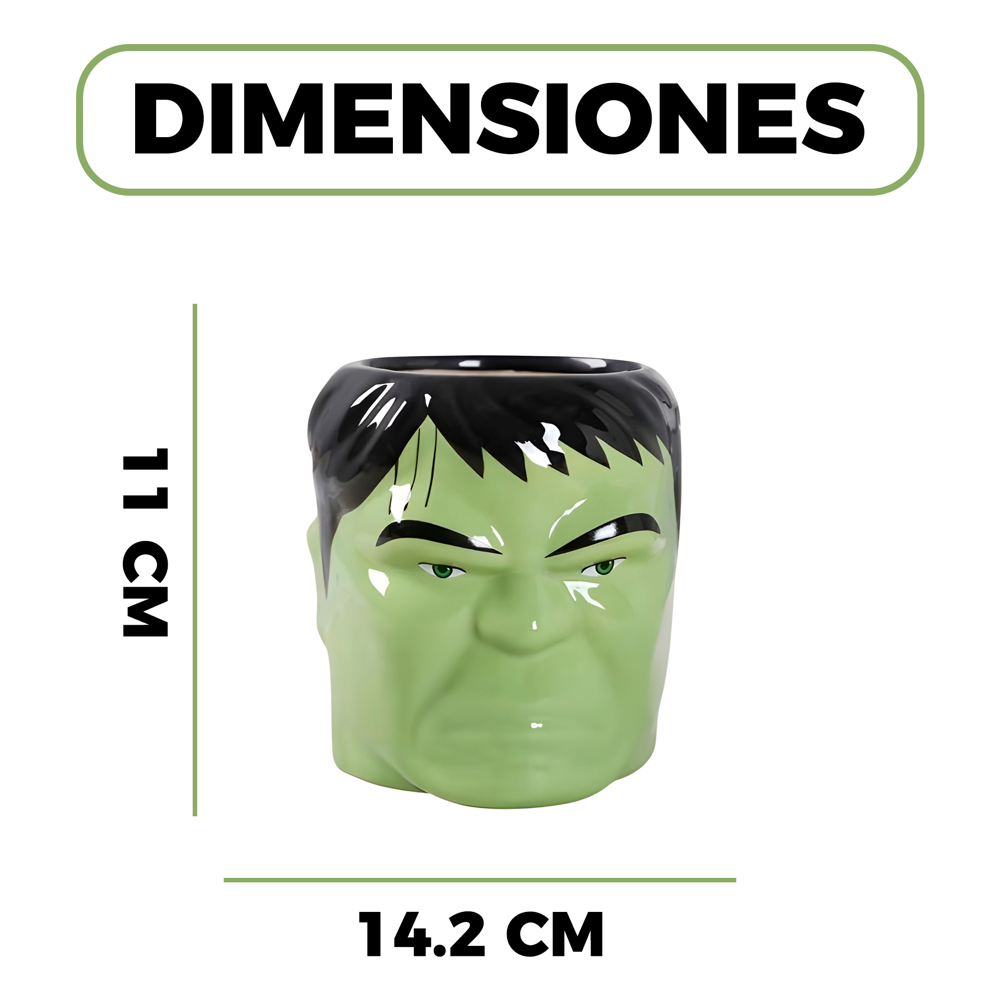 Taza Mug Ceramica Cara Hulk 3D Cafe Te Bebida 450 ml 2