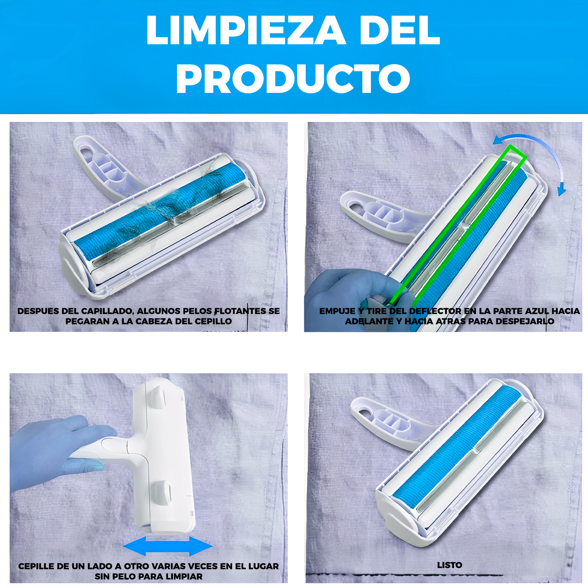 Cepillo Removedor Quita Pelos Pelusa Mascota Rodillo Mueble 9