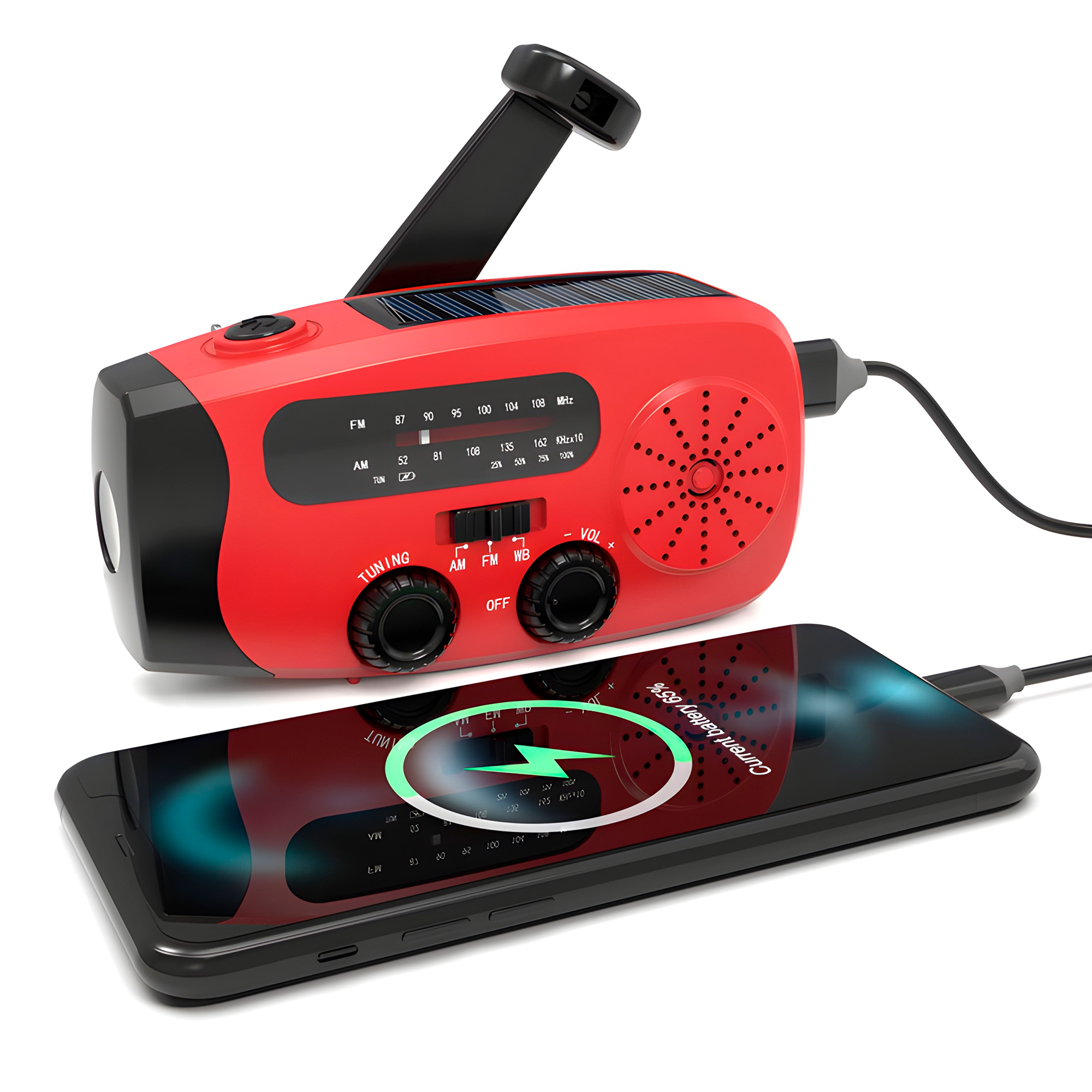 Radio Emergencia Portatil Bateria Manivela Solar Linterna 2000 mAH 1