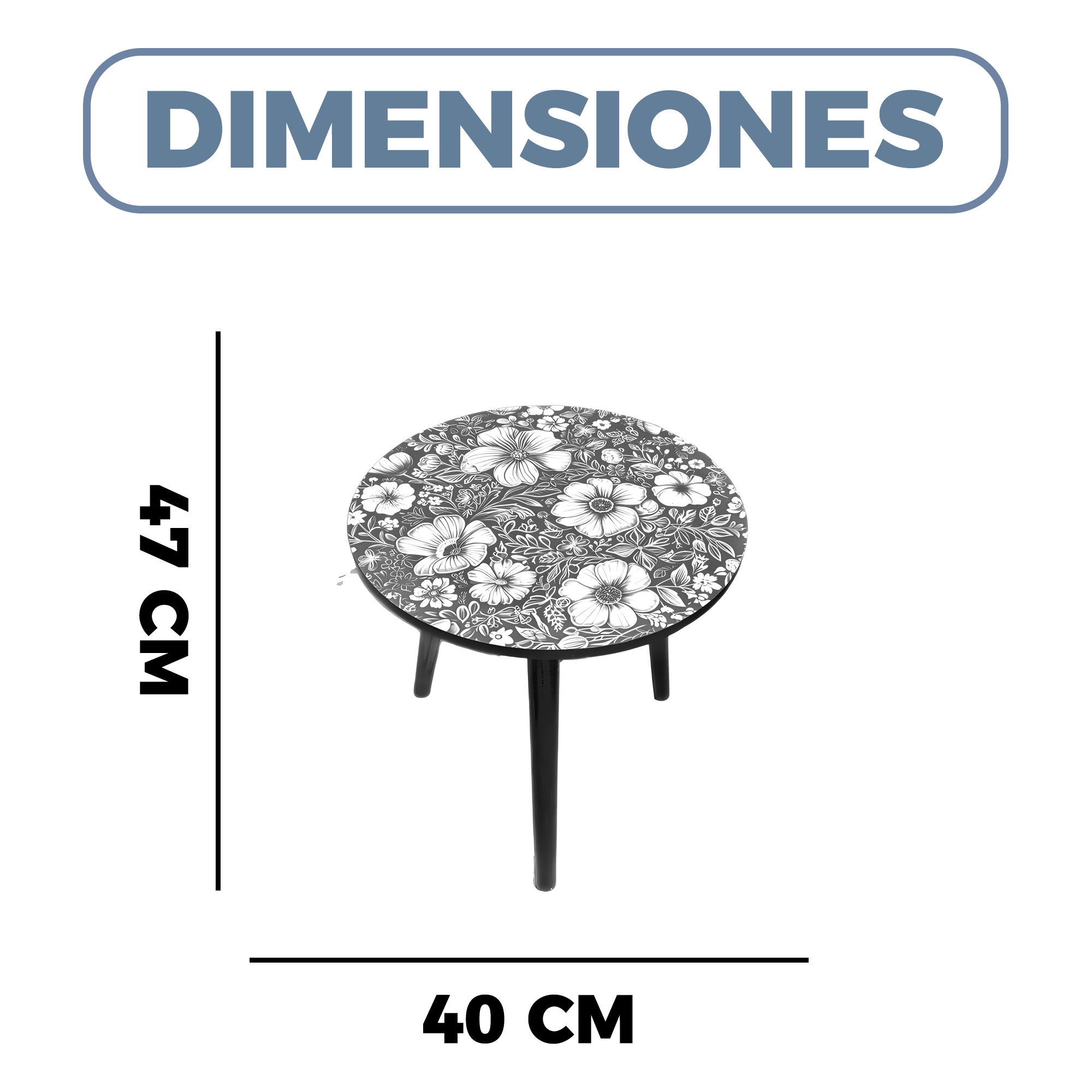 Mesa Centro Living Bohemio Flores Madera Redonda Decorativa 22