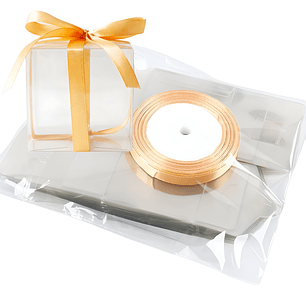 Cajas Regalo Plastico 50u + Lazo Cinta Souvenirs Dulces 7CM