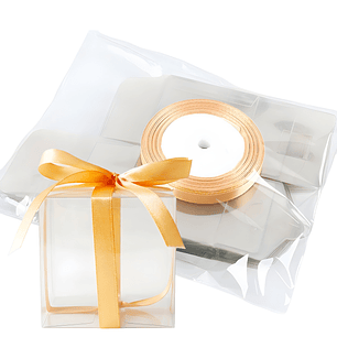 Cajas Regalo Plastico 50u + Lazo Cinta Souvenirs Dulces 9CM
