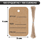 100 Etiquetas Tags De Papel Kraft Para Precios Ropa 4x2.5cm - Miniatura 2