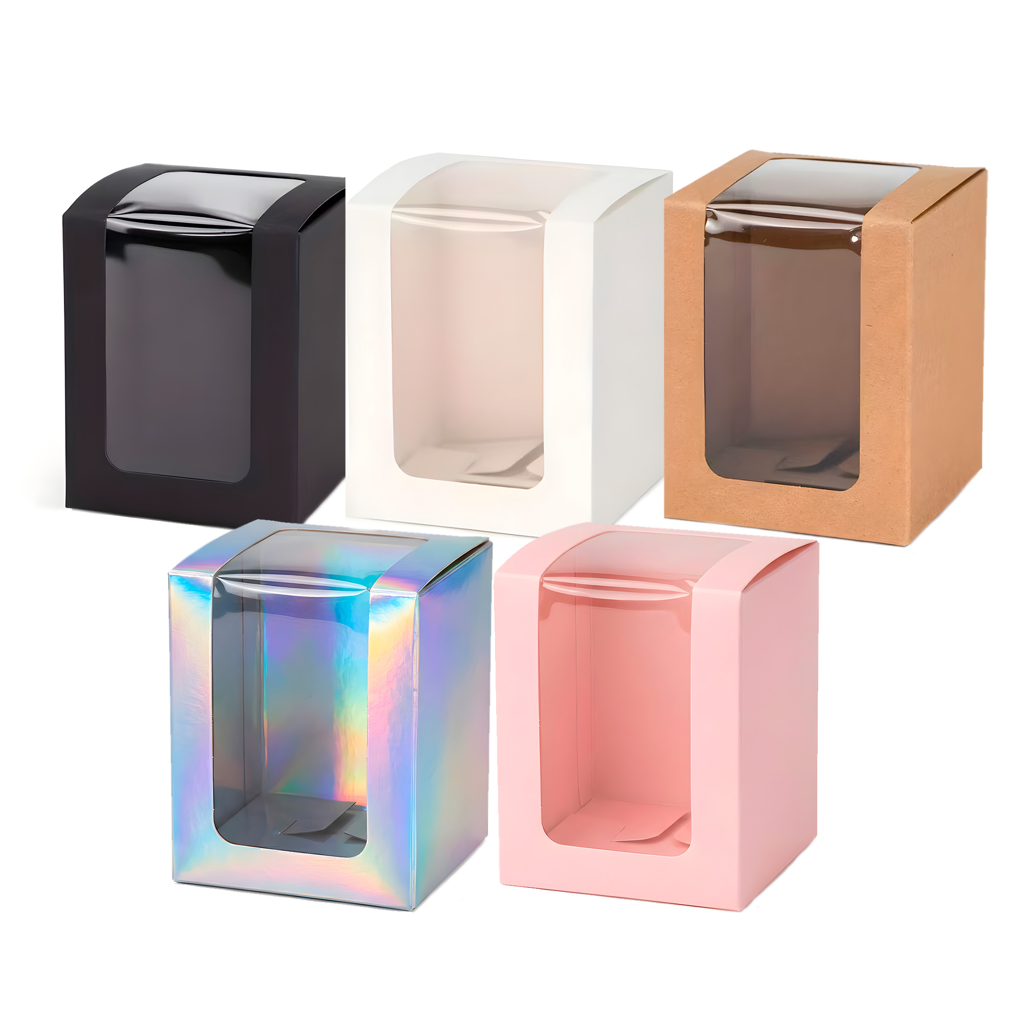 Caja Cajita Kraft Colores Velas Dulces Tortas Cupcake Visor 8X8X10 CM 1