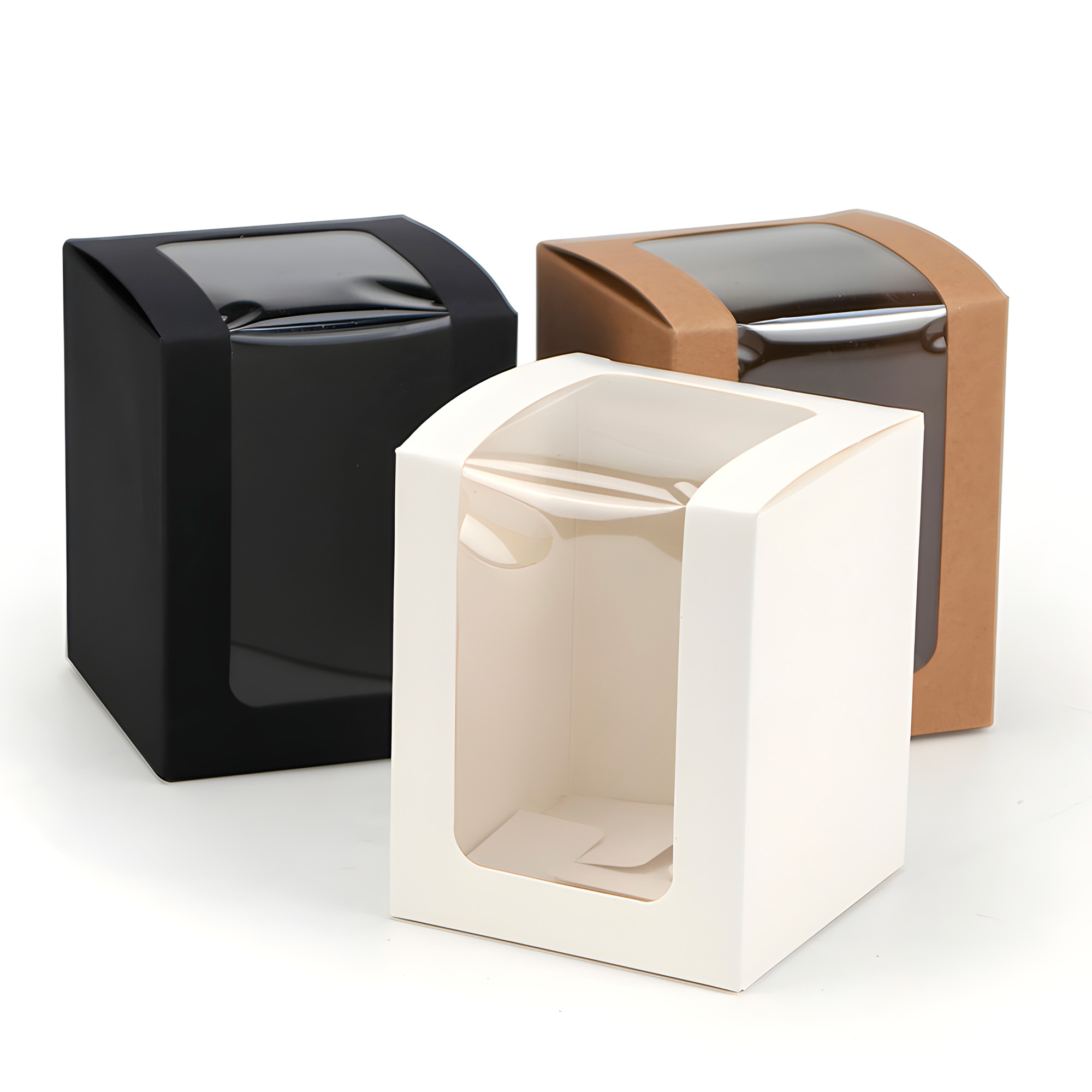 Caja Cajita Kraft Colores Velas Dulces Tortas Cupcake Visor 8X8X10 CM 3