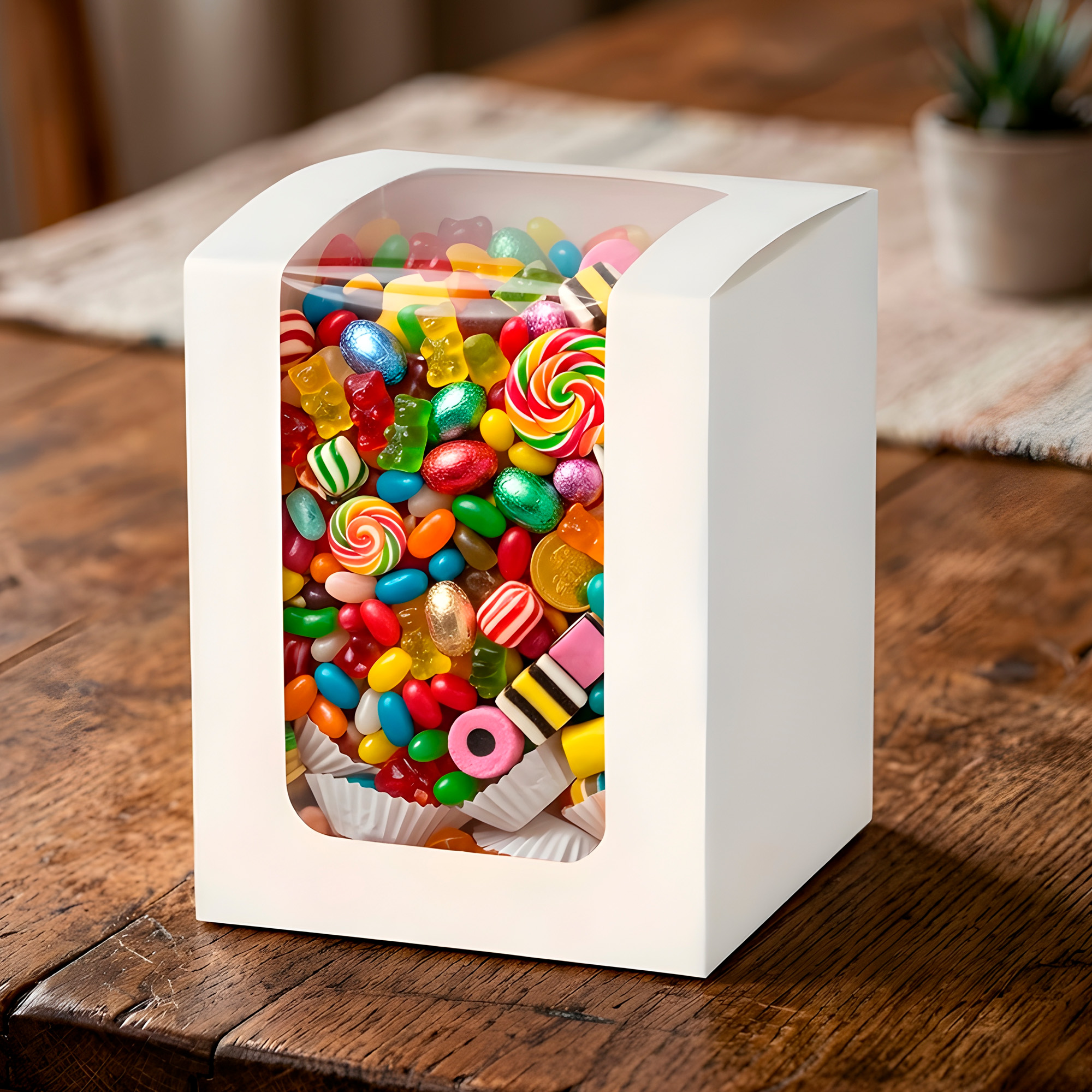 Caja Cajita Kraft Colores Velas Dulces Tortas Cupcake Visor 8X8X10 CM 6