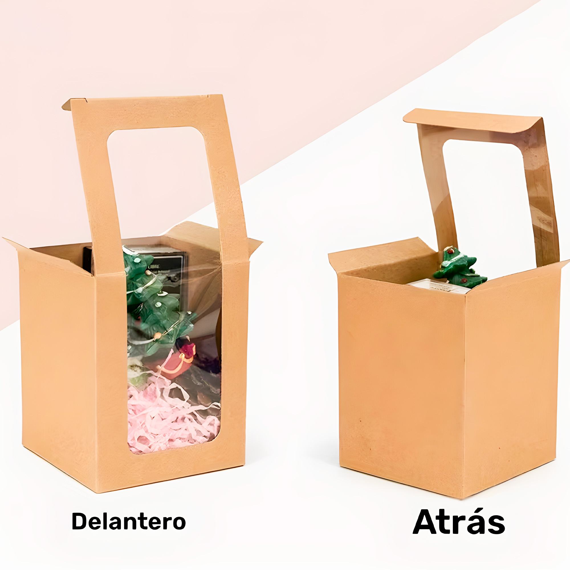 Caja Cajita Kraft Colores Velas Dulces Tortas Cupcake Visor 8X8X10 CM 8