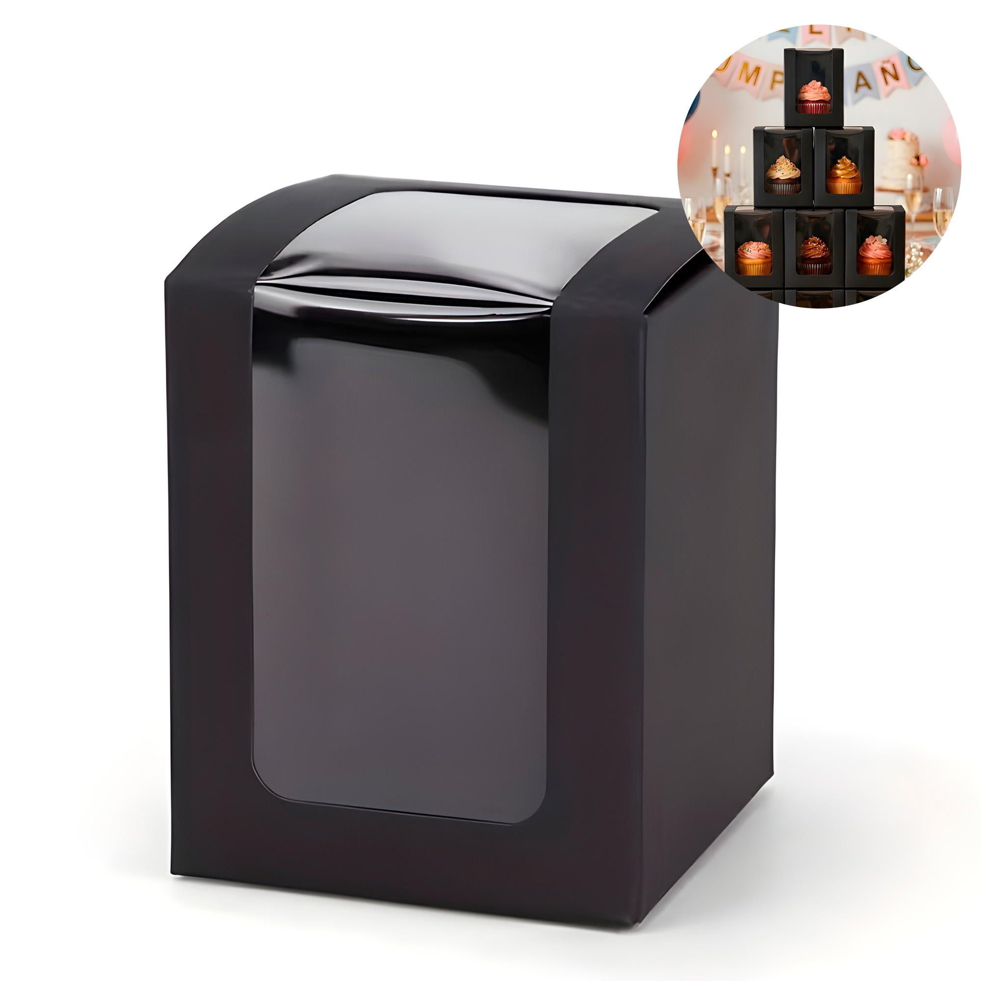 Caja Cajita Kraft Colores Velas Dulces Tortas Cupcake Visor 8X8X10 CM 12