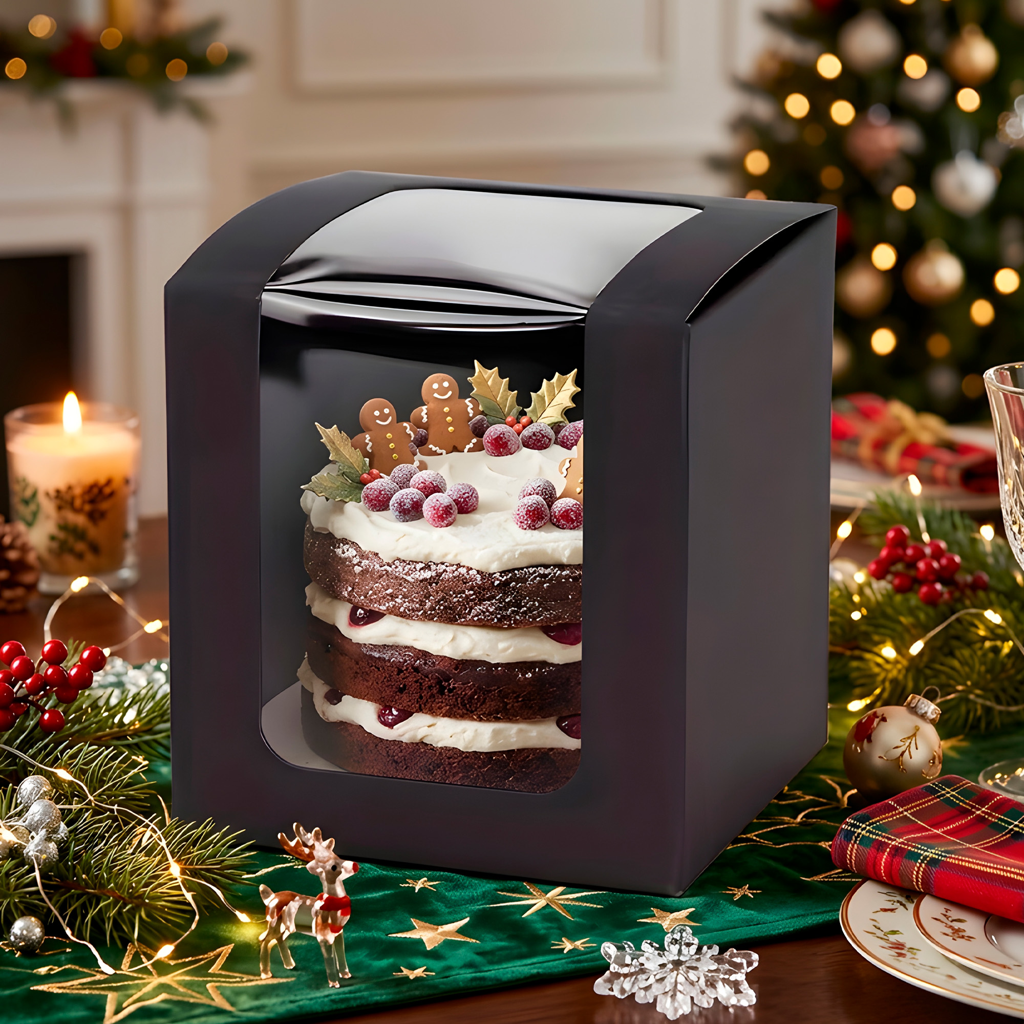 Caja Cajita Kraft Colores Velas Dulces Tortas Cupcake Visor 8X8X10 CM 15