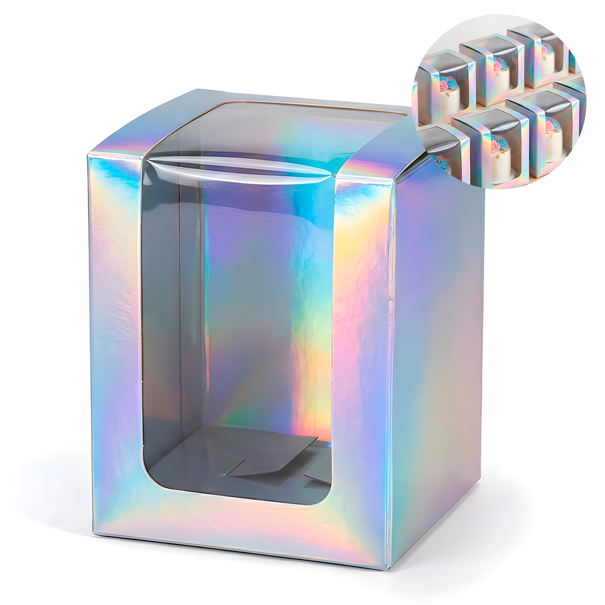 Caja Cajita Kraft Colores Velas Dulces Tortas Cupcake Visor 8X8X10 CM 16