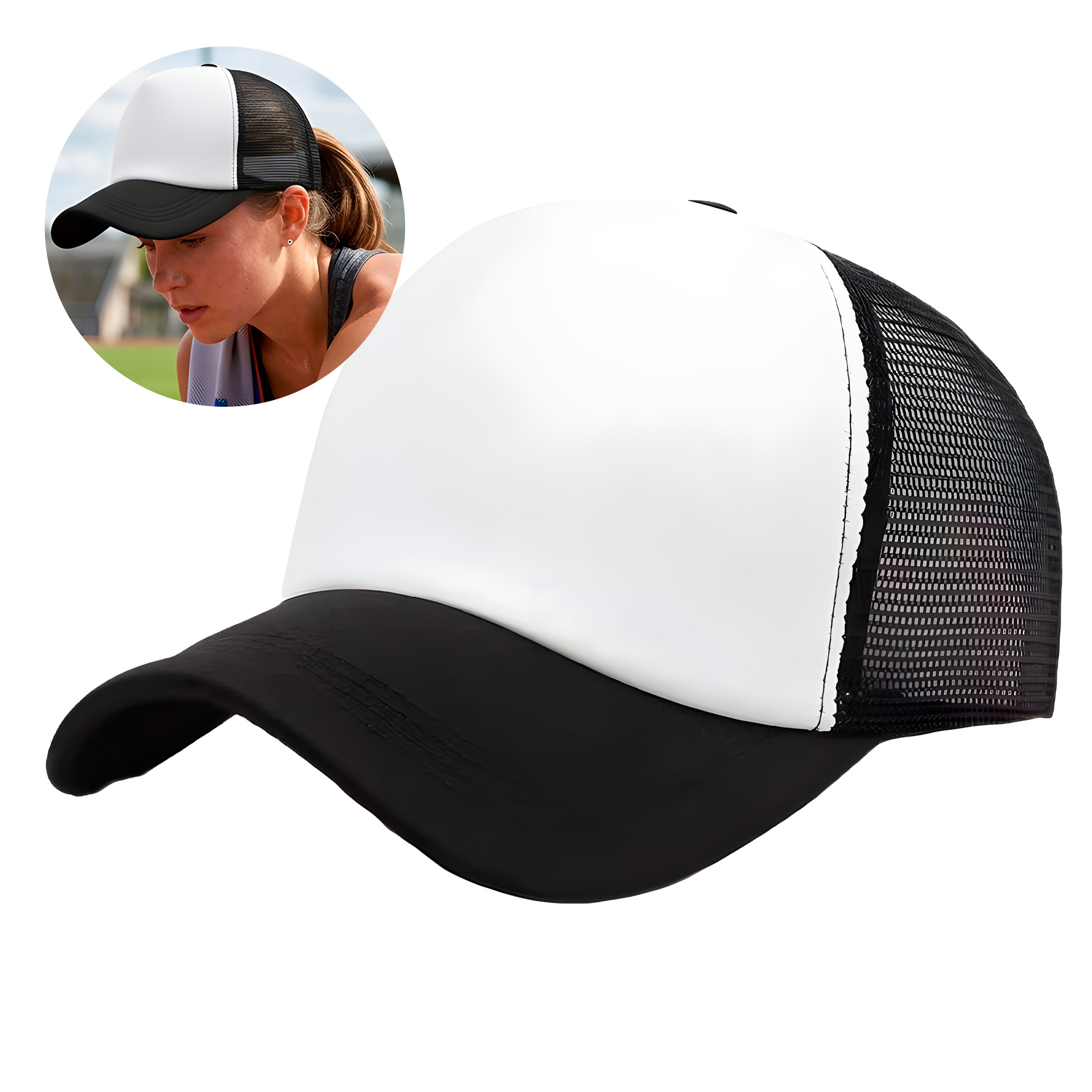 Gorro Jockey Gorra Bicolor Sublimación Malla Ajustable 6