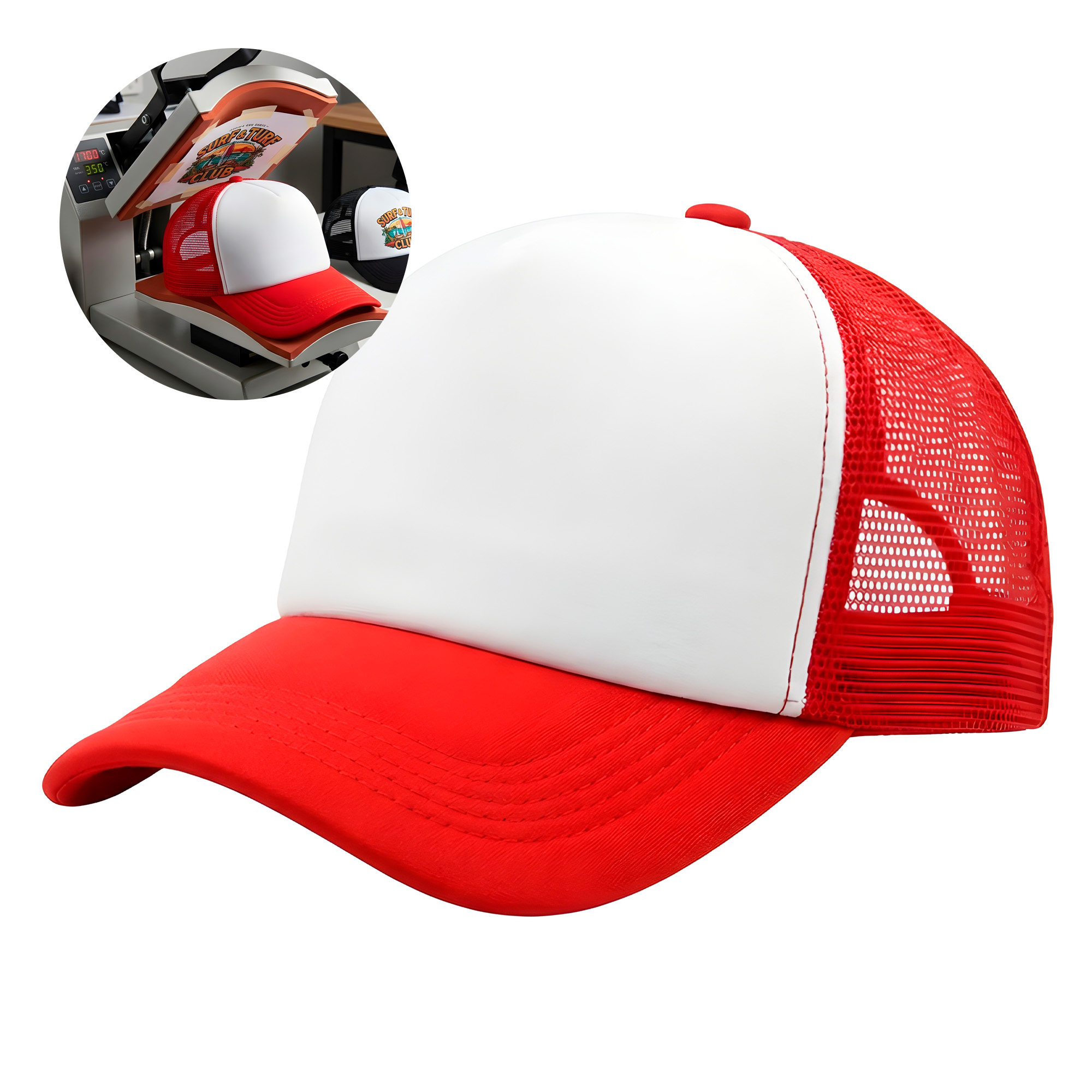 Gorro Jockey Gorra Bicolor Sublimación Malla Ajustable 8