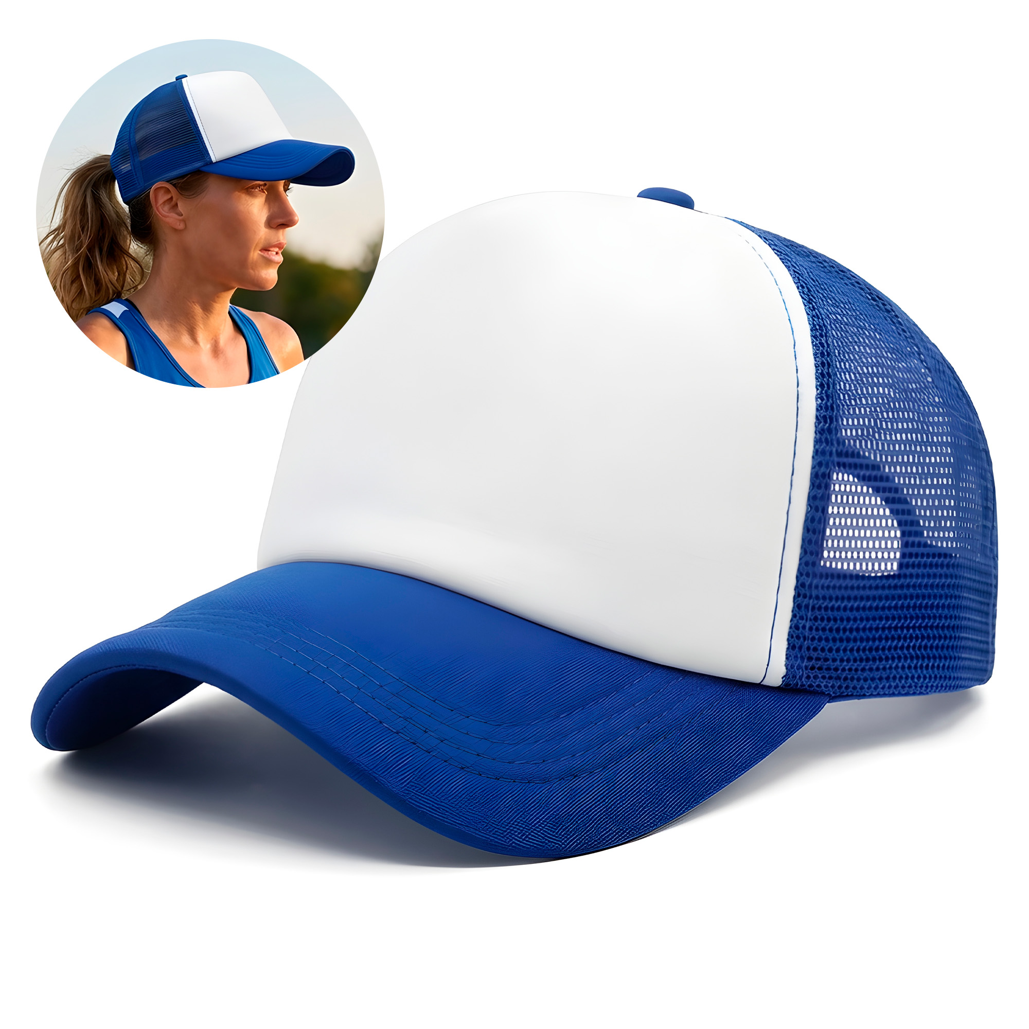 Gorro Jockey Gorra Bicolor Sublimación Malla Ajustable 13