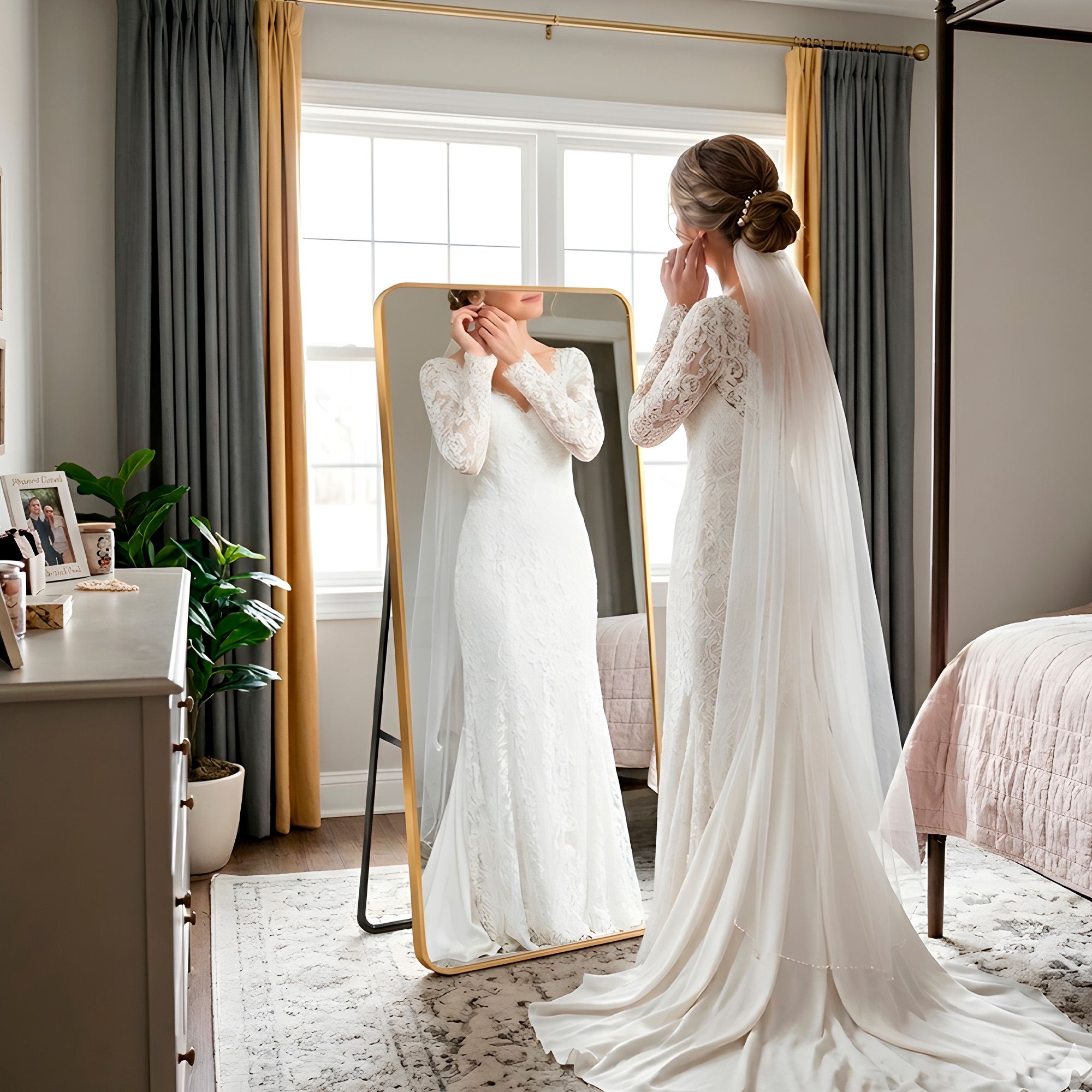 Espejo de Cuerpo Entero Suelo Grande 160 x 50 CM Anti Explosión Marcos de Lujo 13