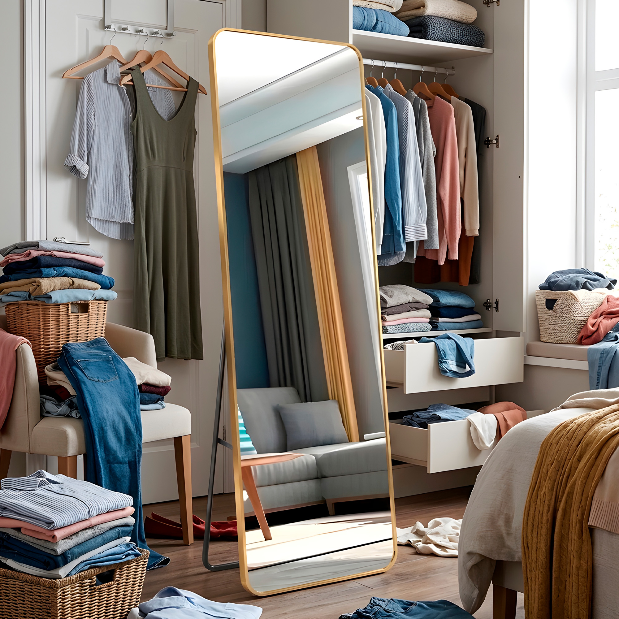 Espejo de Cuerpo Entero Suelo Grande 160 x 50 CM Anti Explosión Marcos de Lujo 17