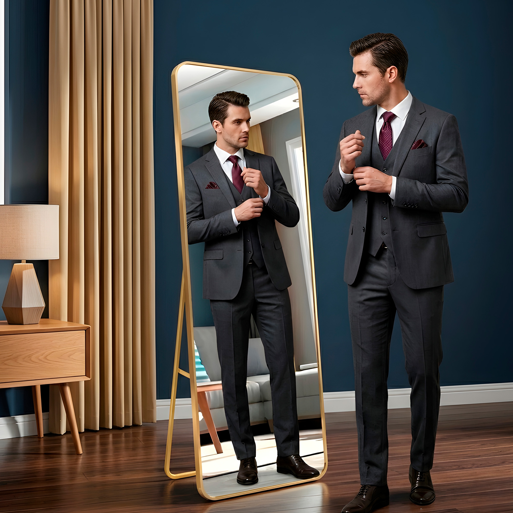 Espejo de Cuerpo Entero Suelo Grande 160 x 50 CM Anti Explosión Marcos de Lujo 18