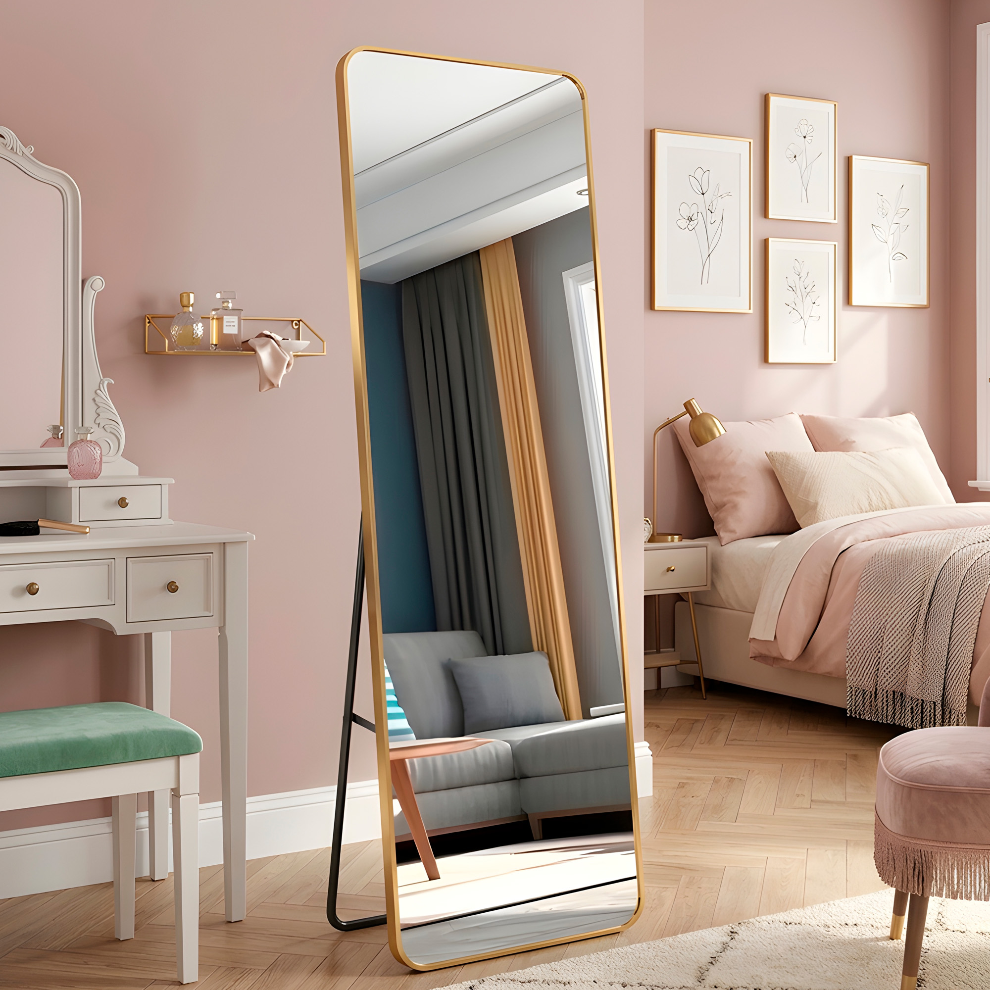 Espejo de Cuerpo Entero Suelo Grande 160 x 50 CM Anti Explosión Marcos de Lujo 19