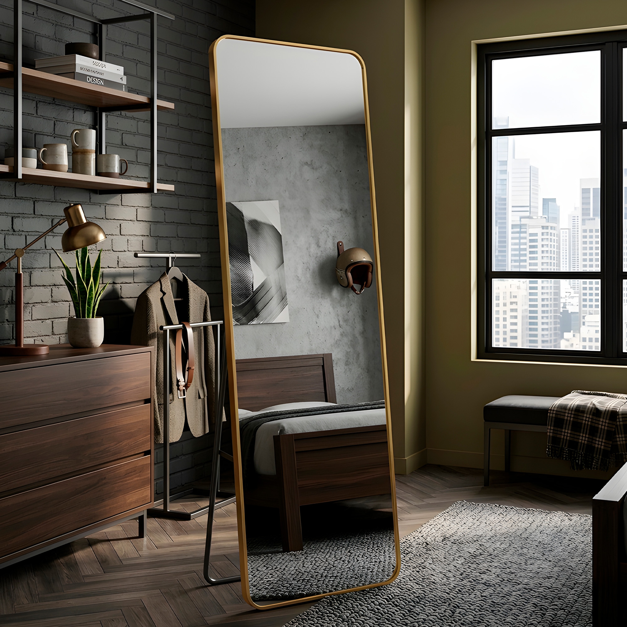 Espejo de Cuerpo Entero Suelo Grande 160 x 50 CM Anti Explosión Marcos de Lujo 16