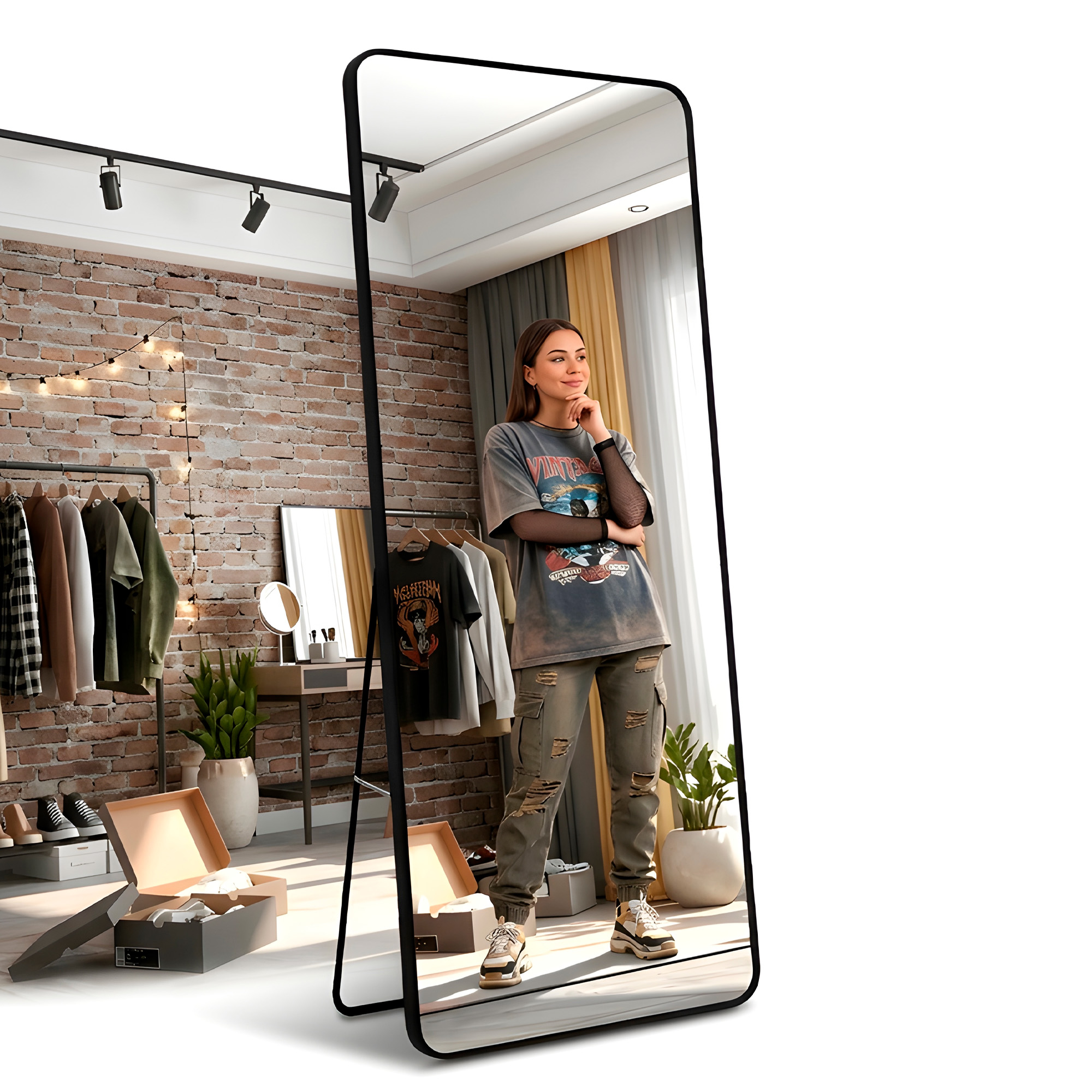 Espejo de Cuerpo Entero Suelo Grande 180 x 80 CM Anti Explosión Marcos de Lujo 3