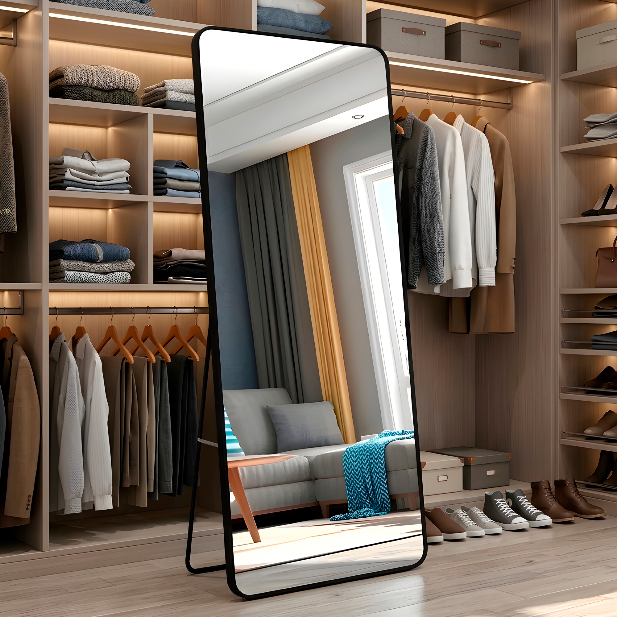 Espejo de Cuerpo Entero Suelo Grande 180 x 80 CM Anti Explosión Marcos de Lujo 8