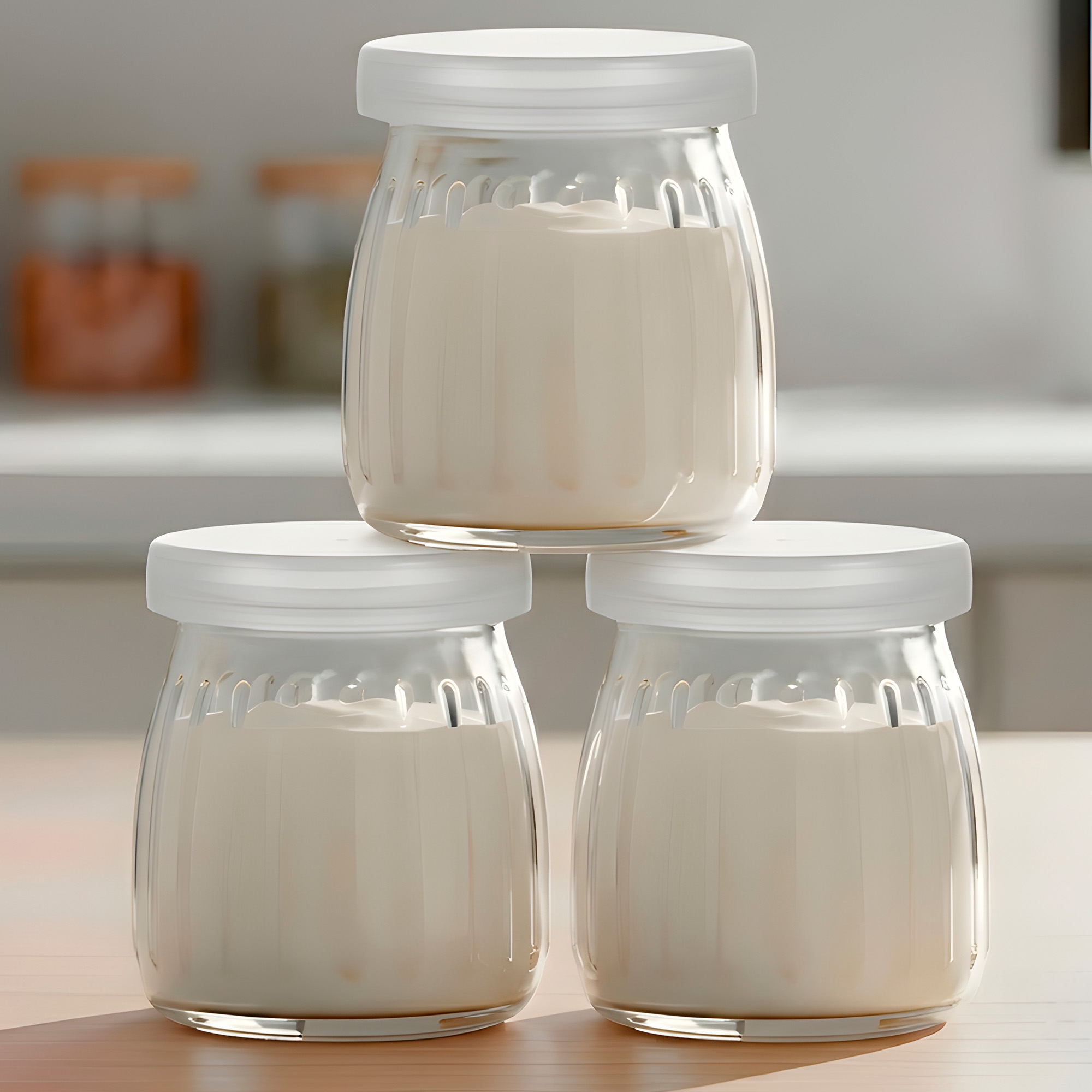 Frasco Vidrio Redondo Yogur 200ML Postres Gelatina Tapa plástica 10