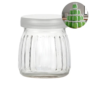 Frasco Vidrio Redondo Yogur 200ML Postres Gelatina Tapa plástica