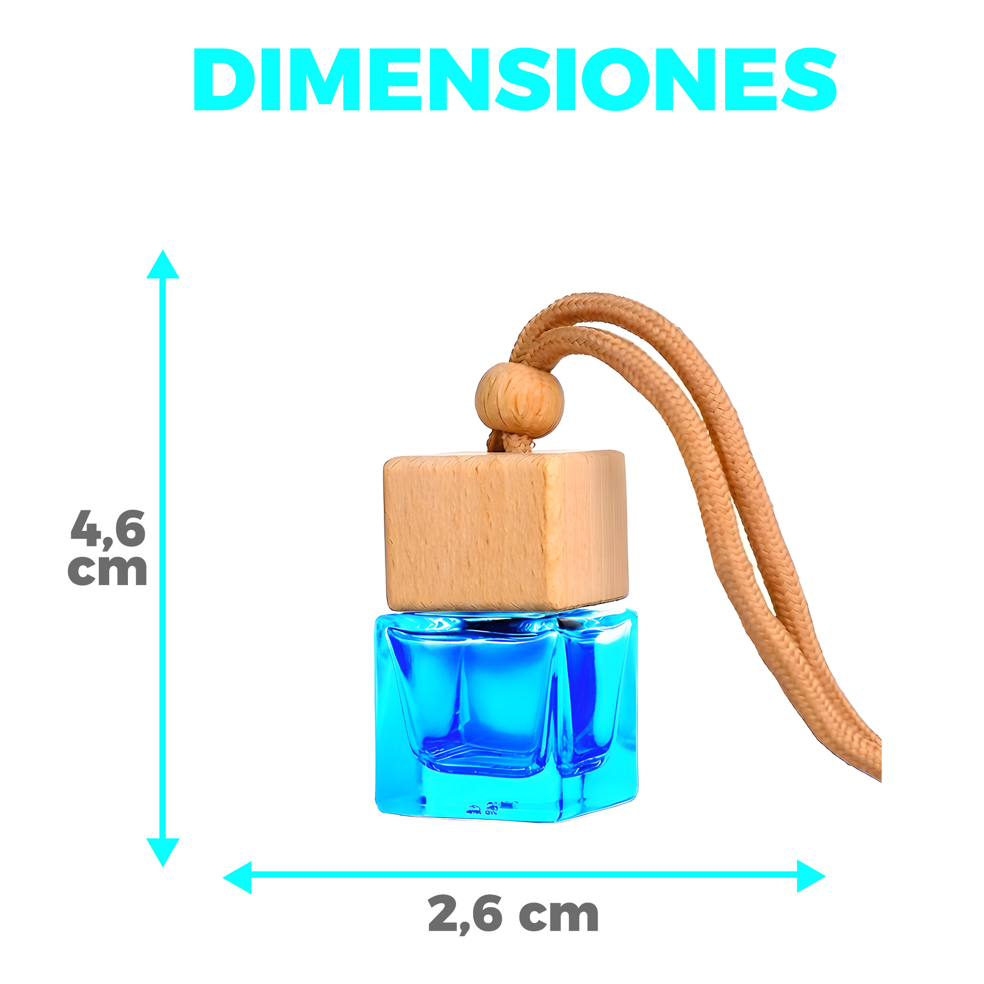 Frasco Difusor de Auto Vidrio Aromatizante Aceite Esencial Cuadrado Ventilación Colores 8ML 3