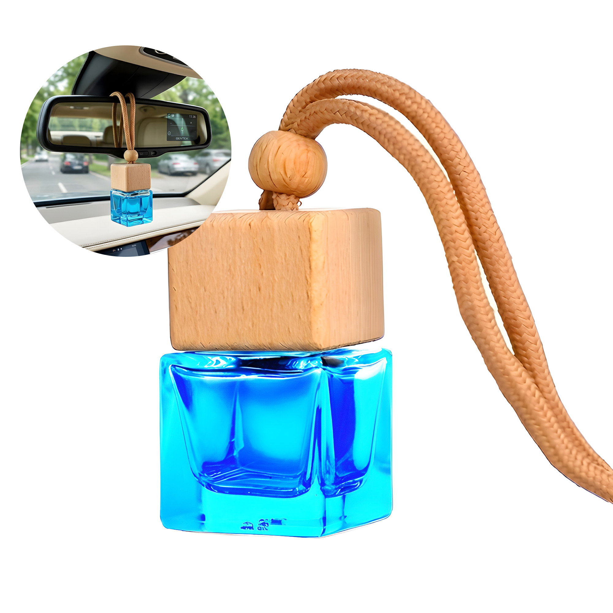 Frasco Difusor de Auto Vidrio Aromatizante Aceite Esencial Cuadrado Ventilación Colores 8ML 14