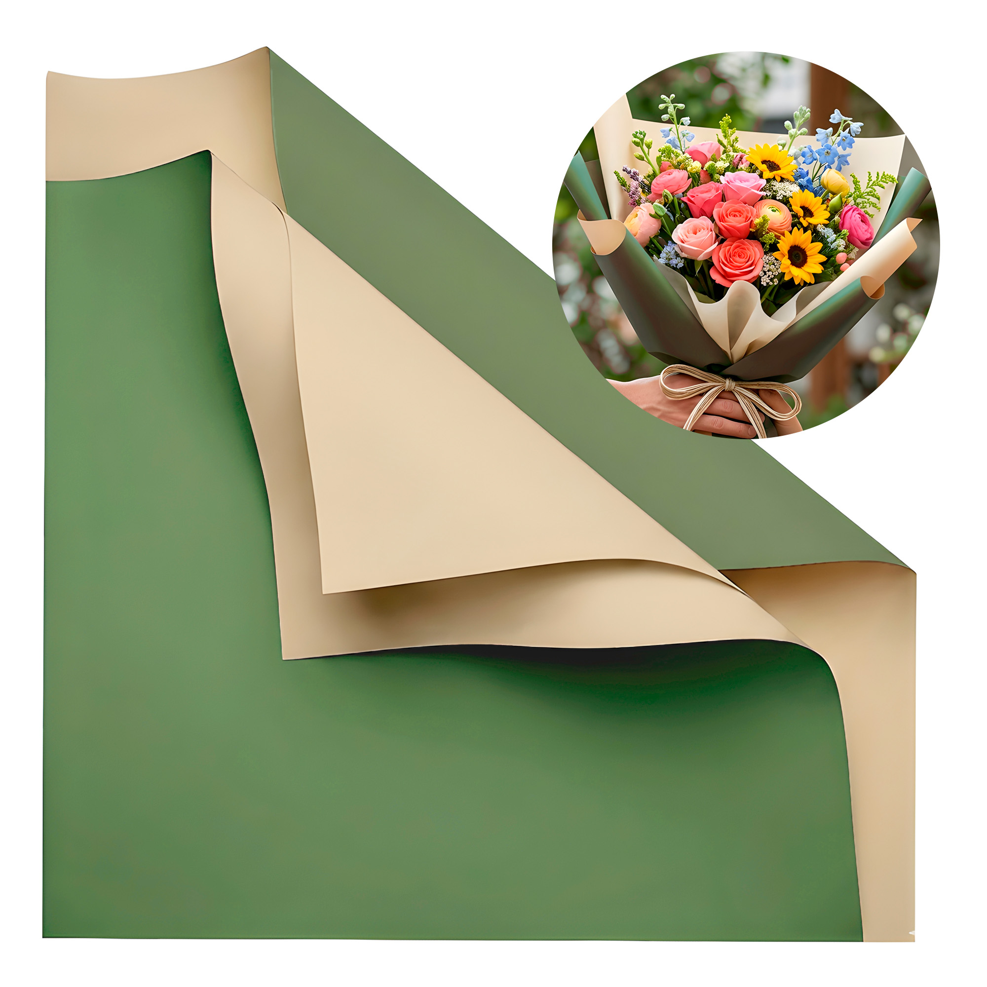 Papel Coreano 20u Arreglos Florales Regalos Doble Color 56X54 CM 9