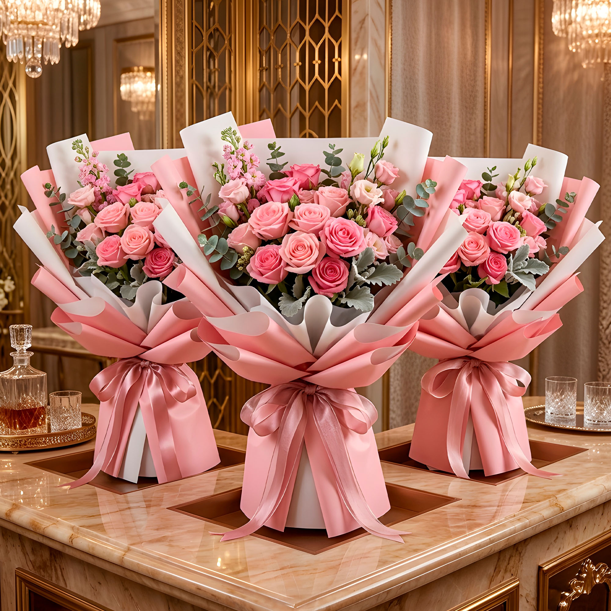 Papel Coreano 20u Arreglos Florales Regalos Doble Color 56X54 CM 12