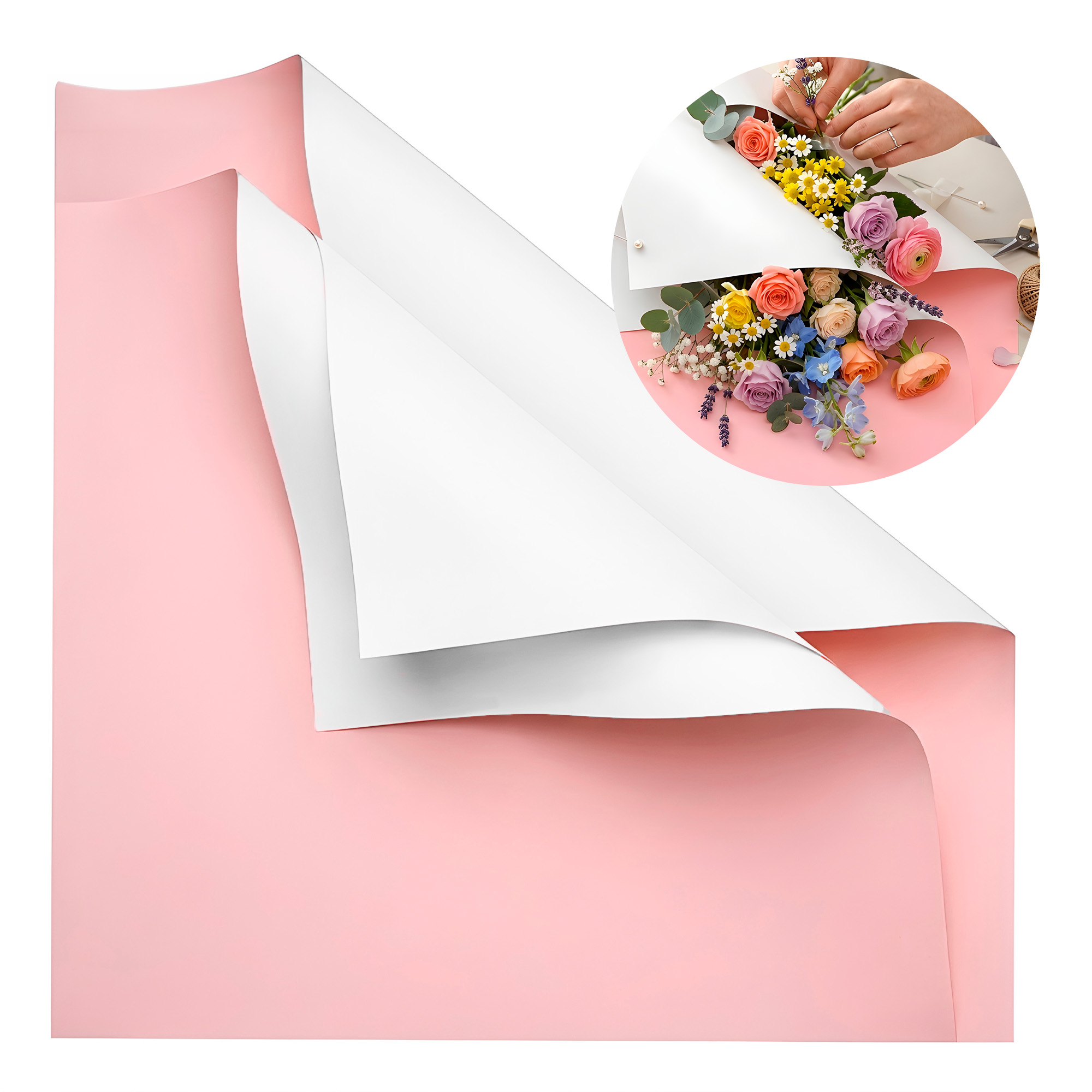 Papel Coreano 20u Arreglos Florales Regalos Doble Color 56X54 CM 13