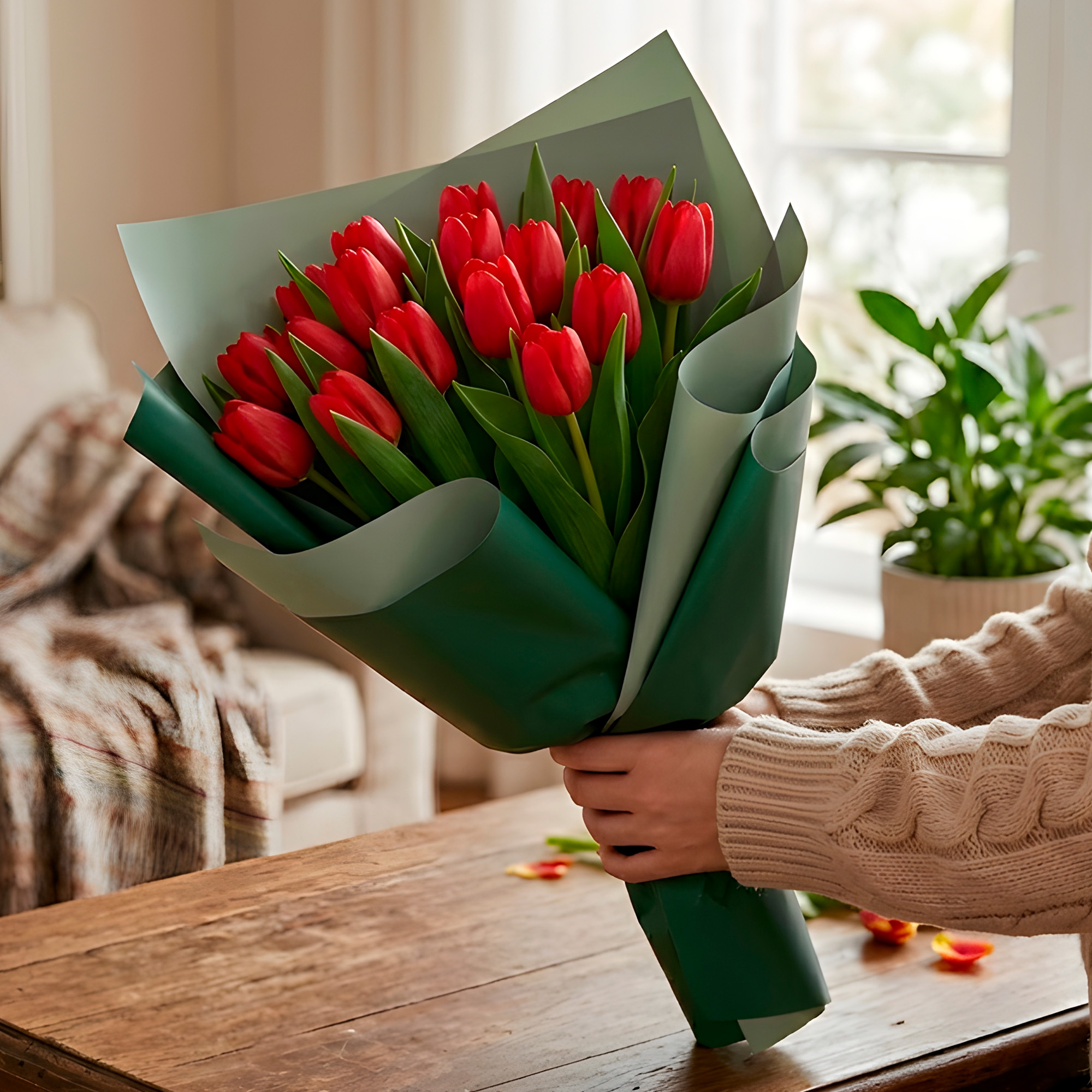 Papel Coreano 20u Arreglos Florales Regalos Doble Color 56X54 CM 14