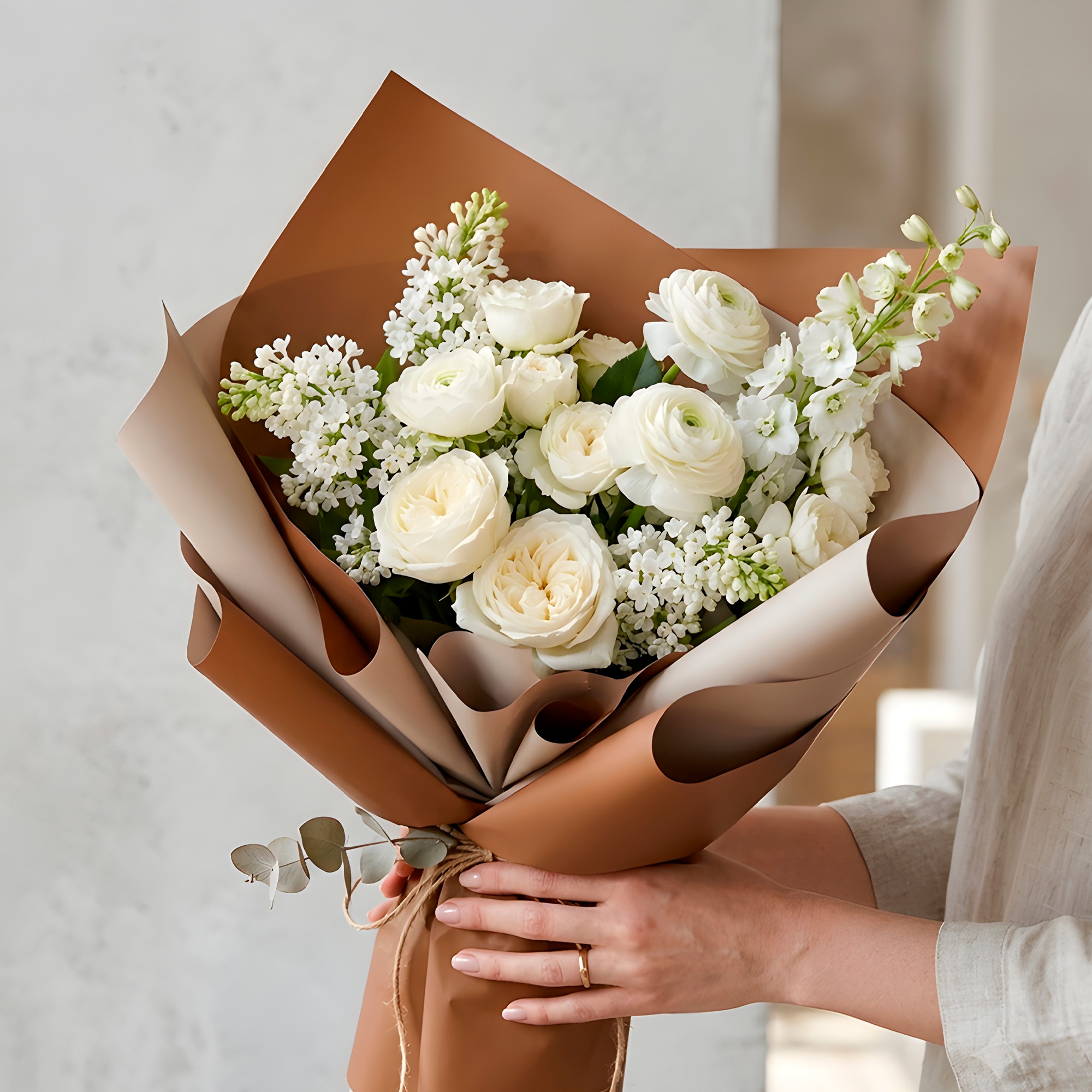 Papel Coreano 20u Arreglos Florales Regalos Doble Color 56X54 CM 18