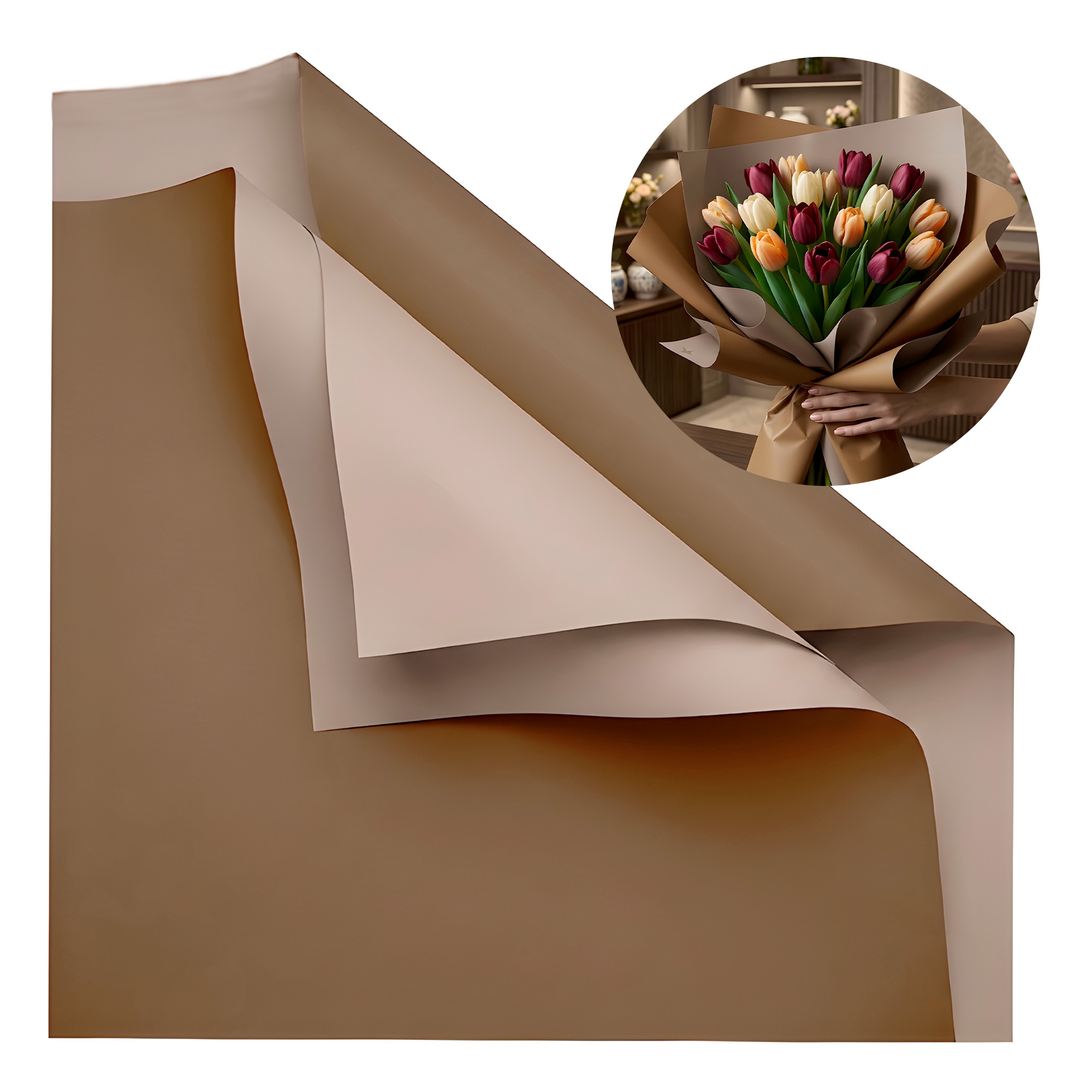 Papel Coreano 20u Arreglos Florales Regalos Doble Color 56X54 CM 20