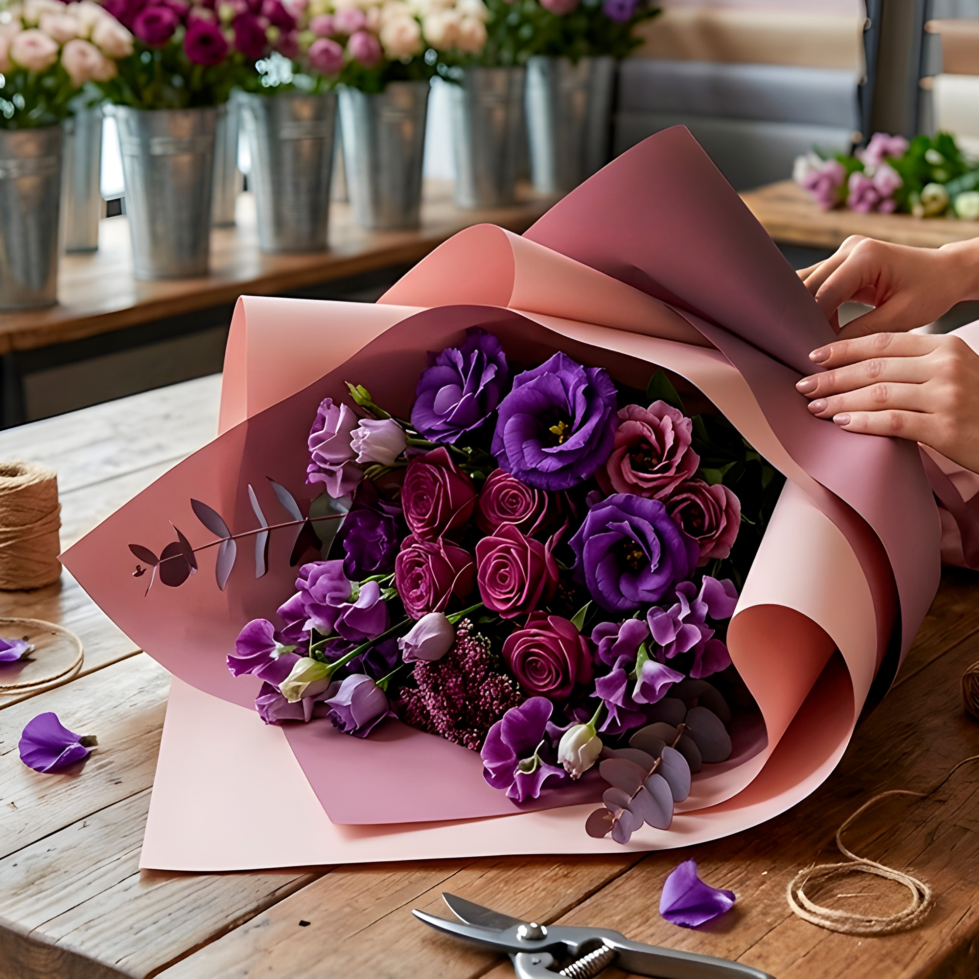 Papel Coreano 20u Arreglos Florales Regalos Doble Color 56X54 CM 22