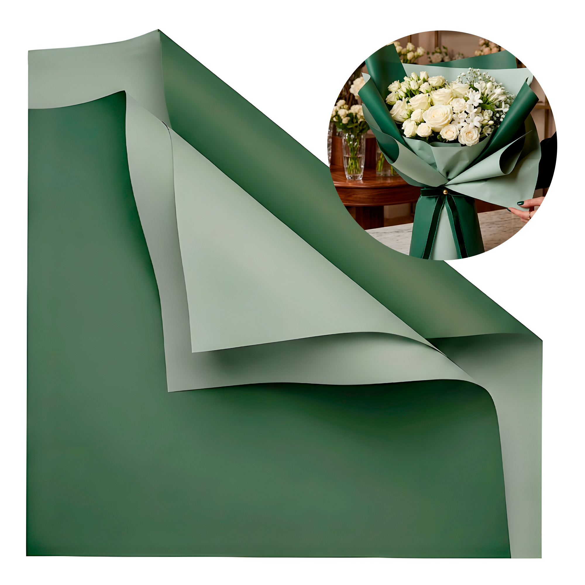 Papel Coreano 20u Arreglos Florales Regalos Doble Color 56X54 CM 26