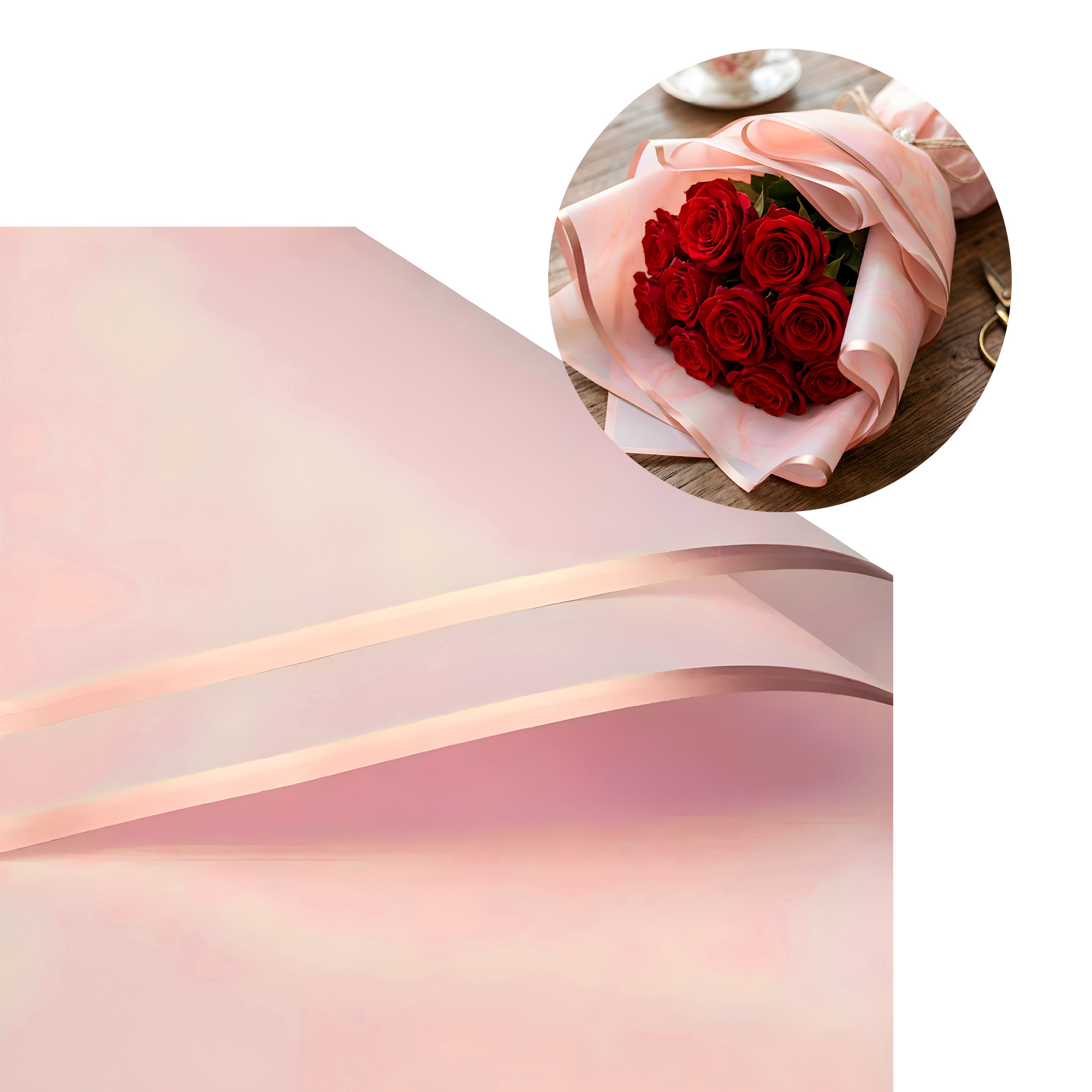 Papel Coreano 20 Pliegos Arreglos Florales Regalos Bordes Dorados Colores 56x54 Cm 6