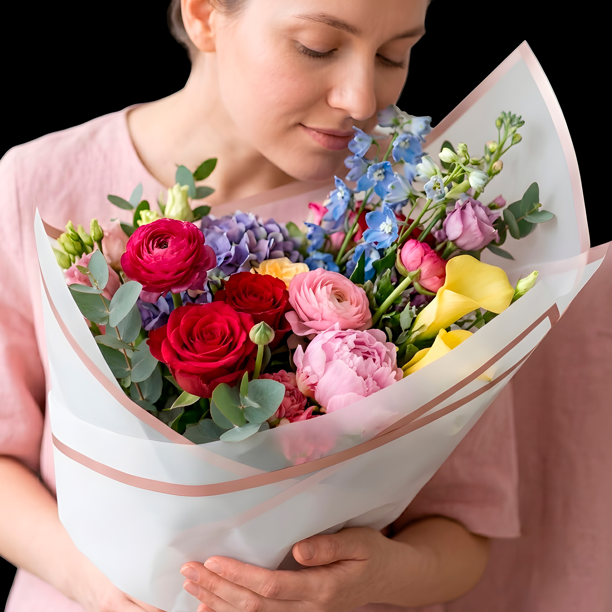 Papel Coreano 20 Pliegos Arreglos Florales Regalos Bordes Dorados Colores 56x54 Cm 20