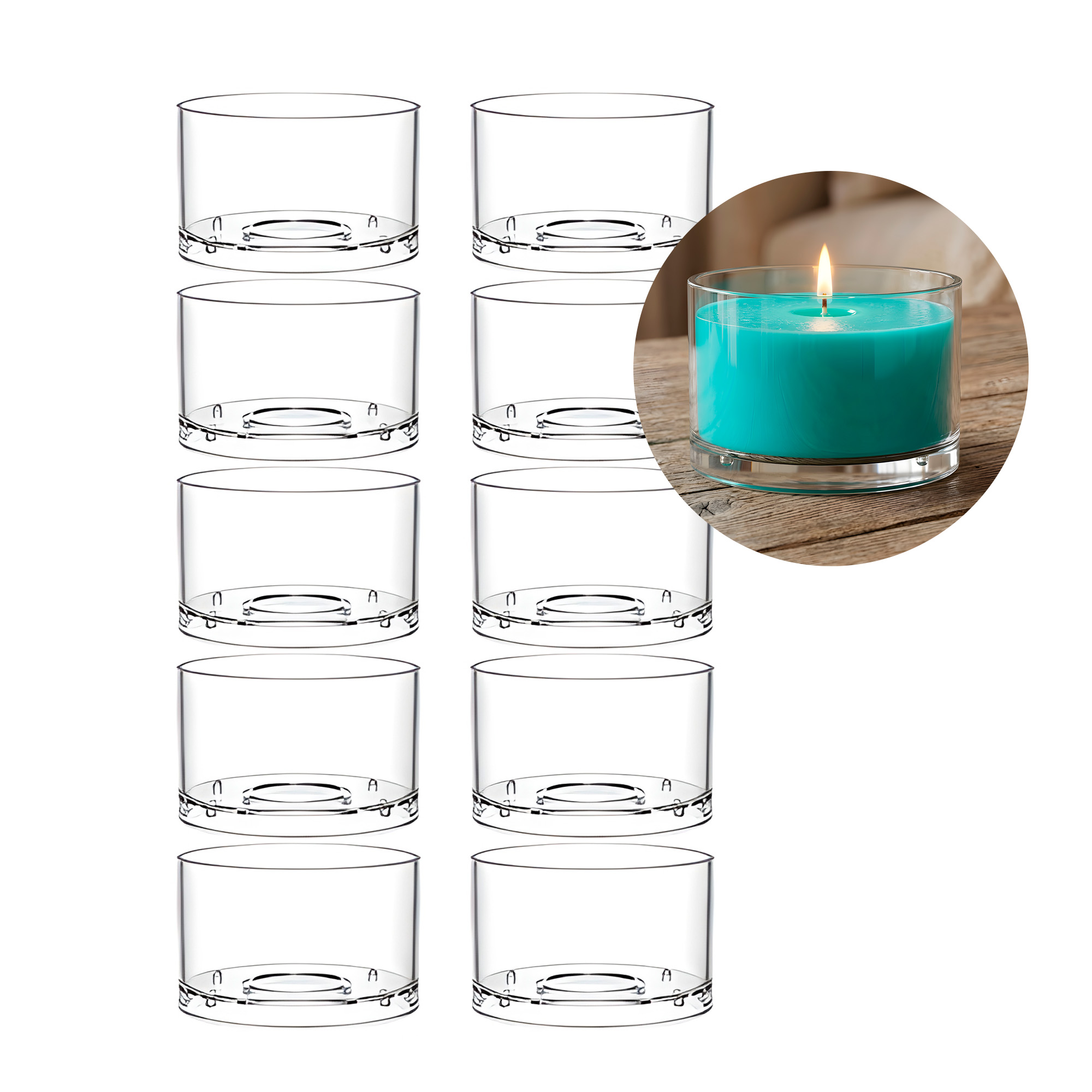 Porta Velas Vasos 10pcs Plástico Transparente Formas Tamaños 2