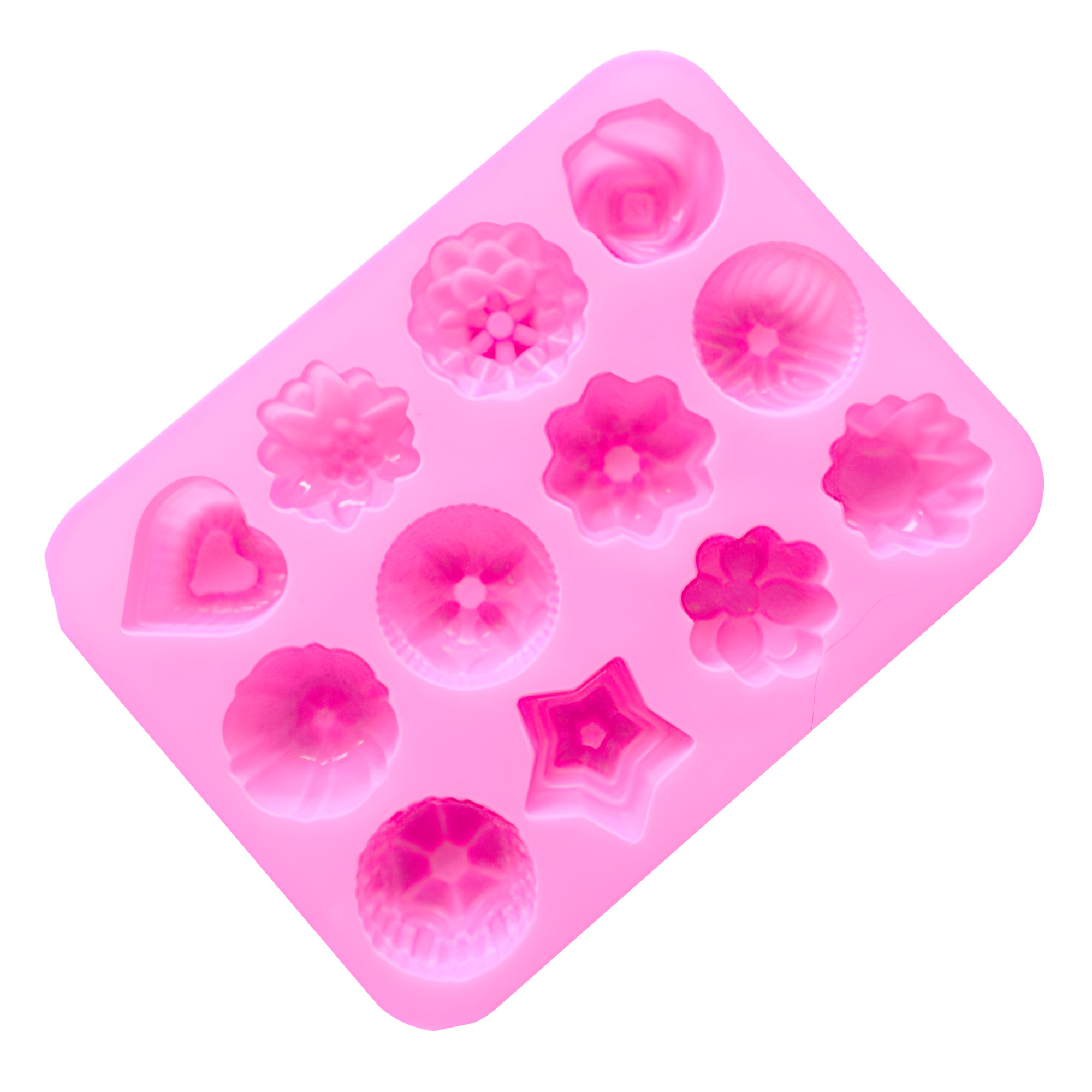 Molde Silicona Jabón Estrella Rosas Flores 12 Formas 21.1CM 9