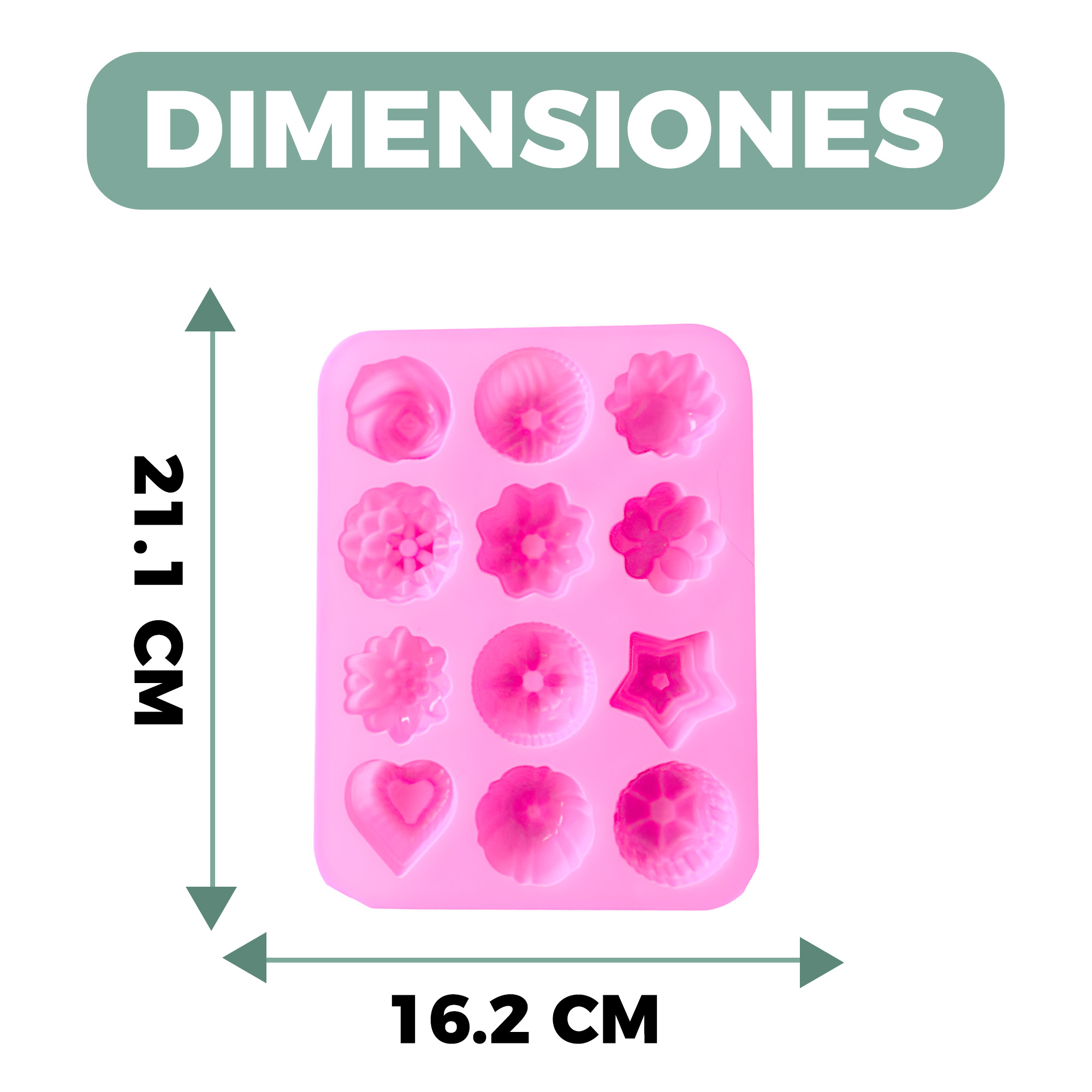 Molde Silicona Jabón Estrella Rosas Flores 12 Formas 21.1CM 4