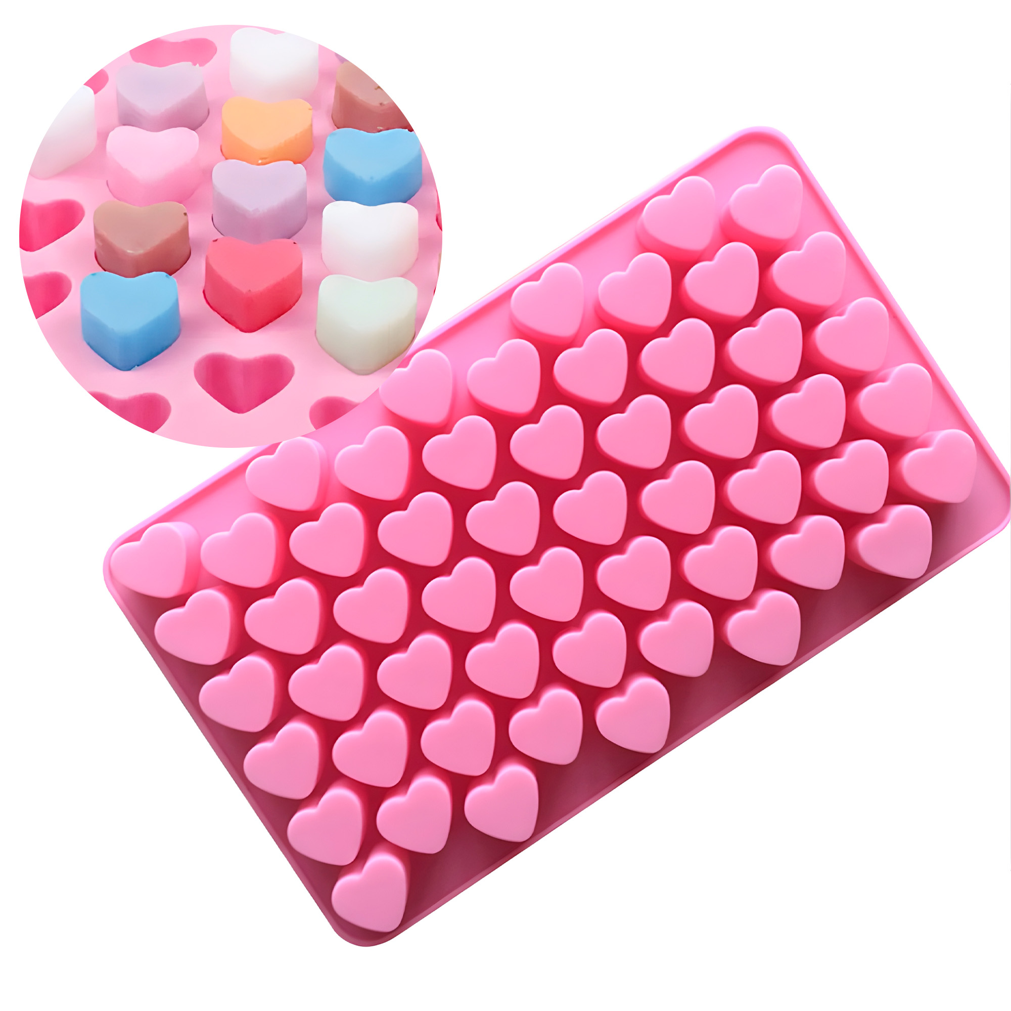 Molde Silicona Jabón Corazones 55 Ranuras 18.2 X 10.8CM 1