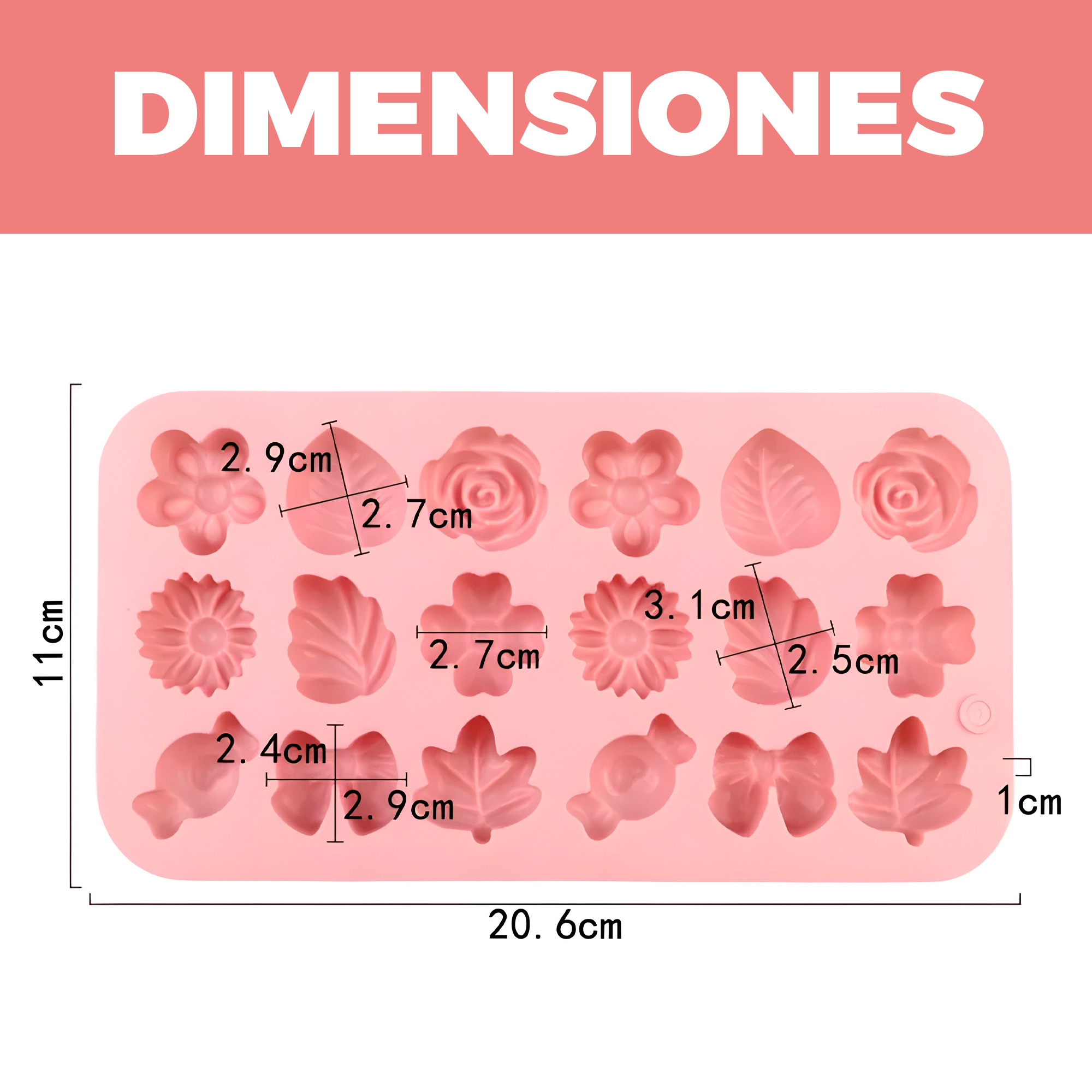 Molde Silicona Jabón Flores Variadas 18 Ranuras 20.6 CM 2