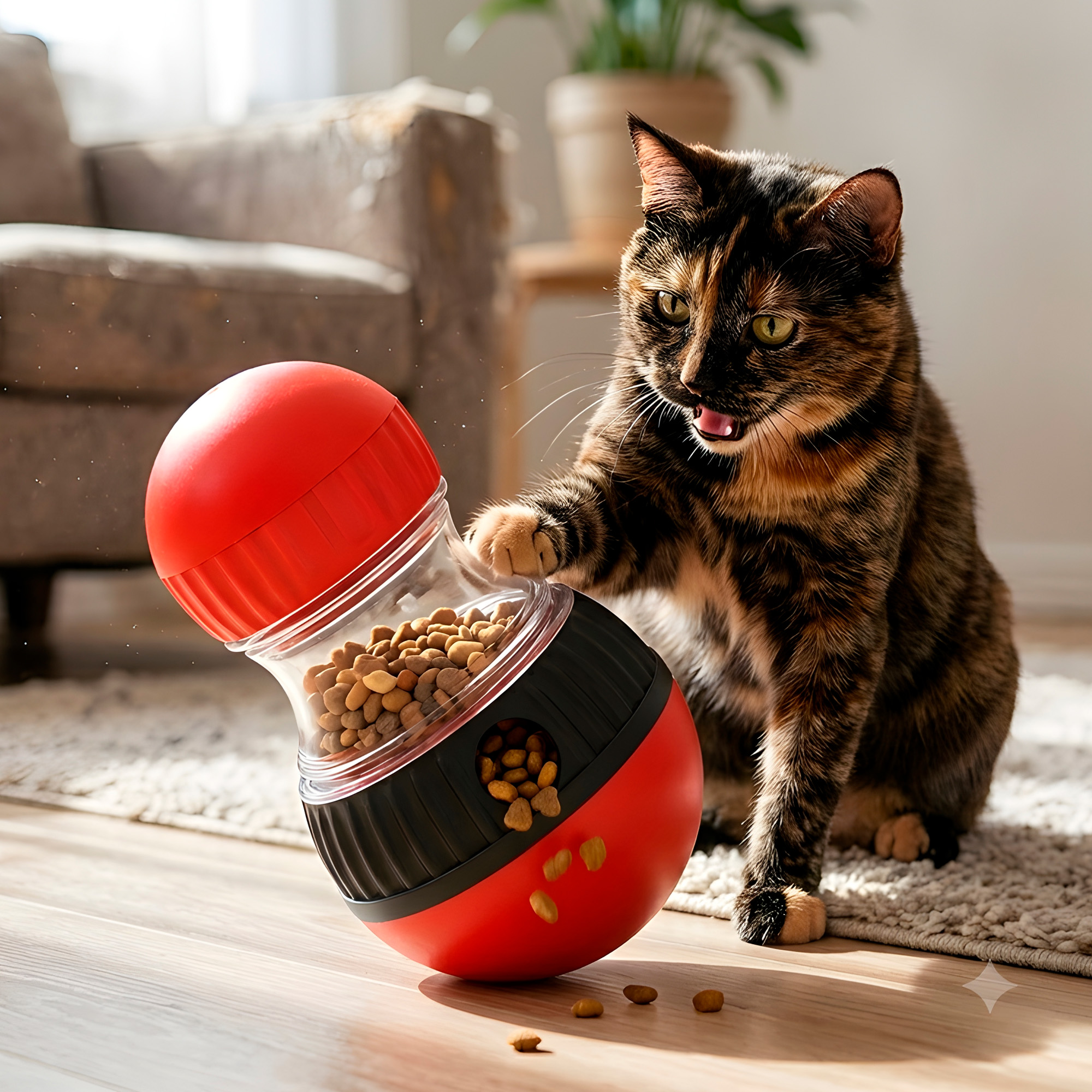 Juguete Gato Mascota Interactivo Dispensador Alimento Giratorio 3
