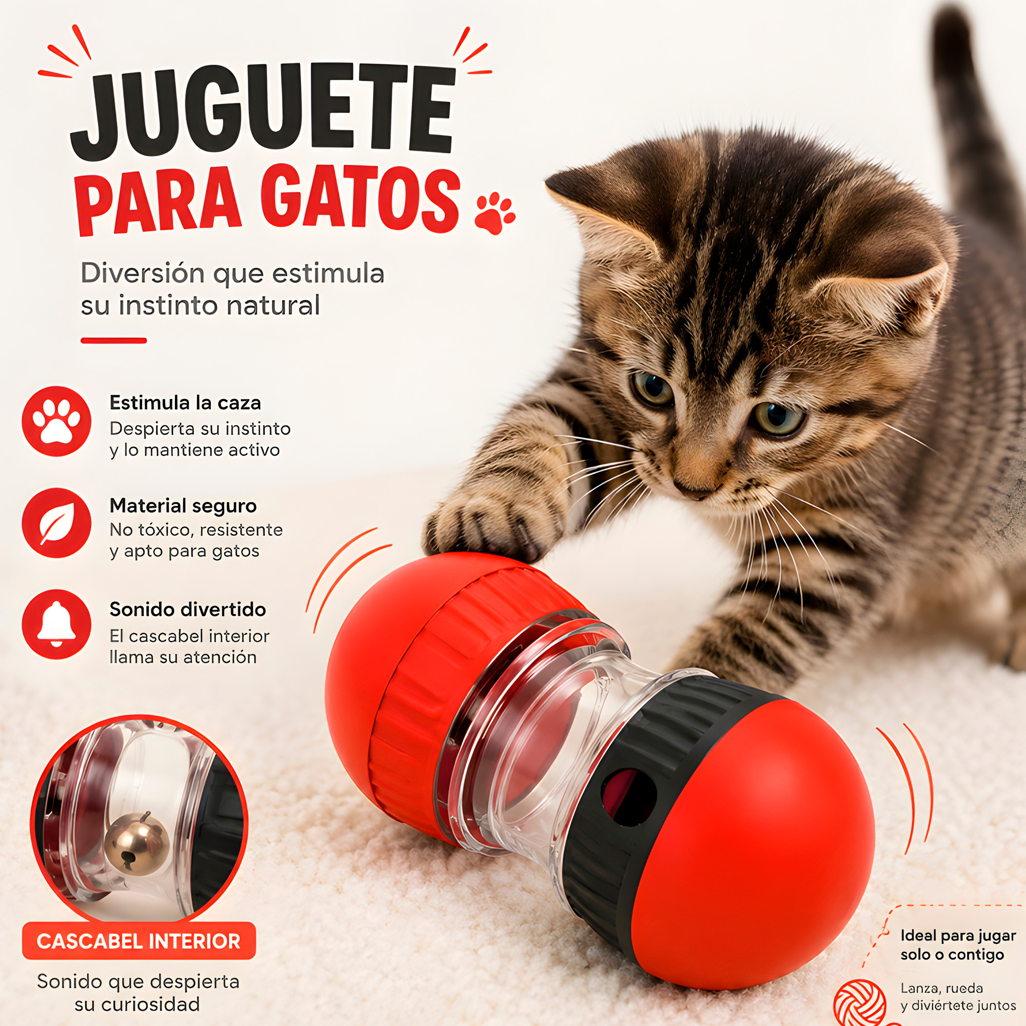 Juguete Gato Mascota Interactivo Dispensador Alimento Giratorio 4