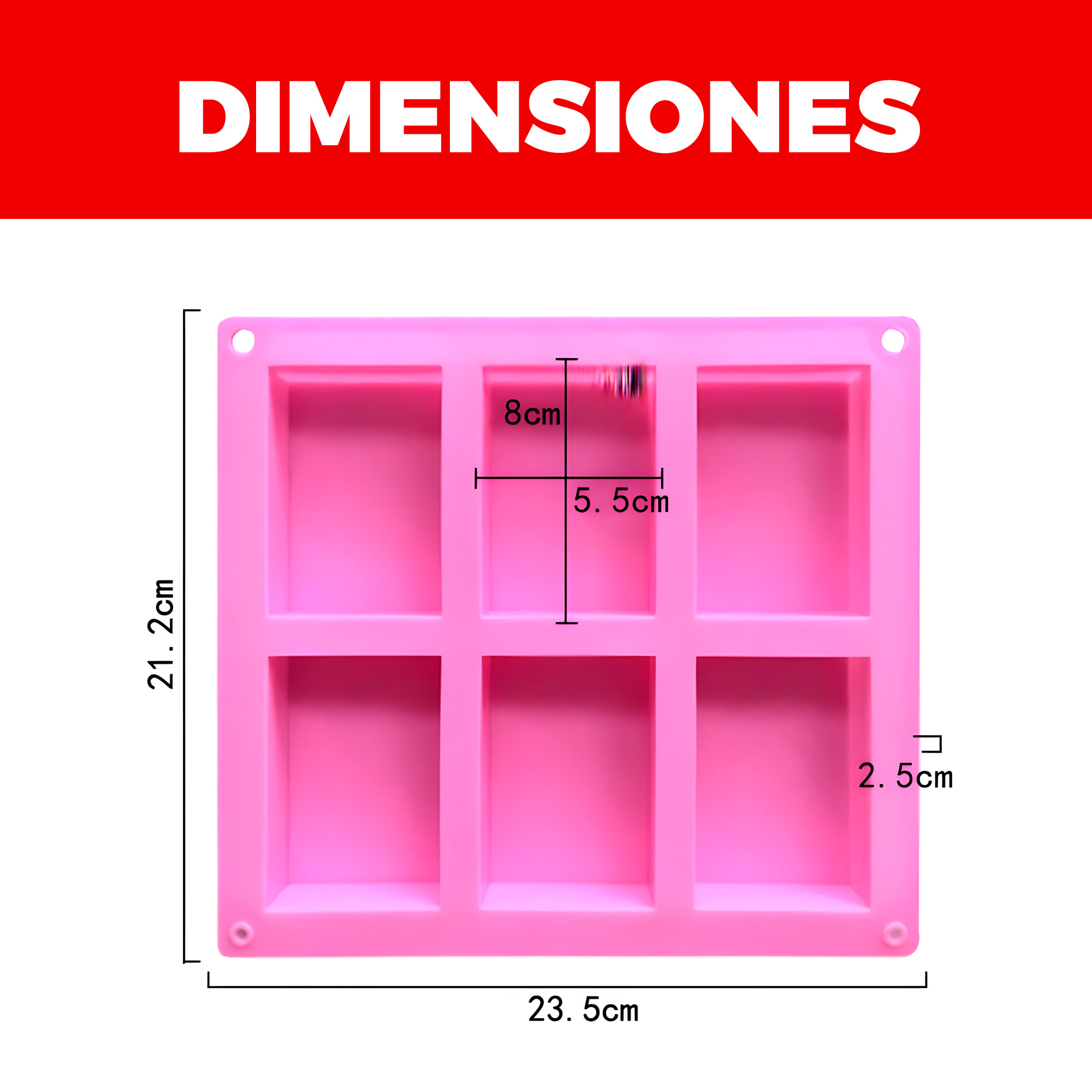 Molde Silicona Jabón Rectangulos Variadas 6 Ranuras 23.5 CM 2